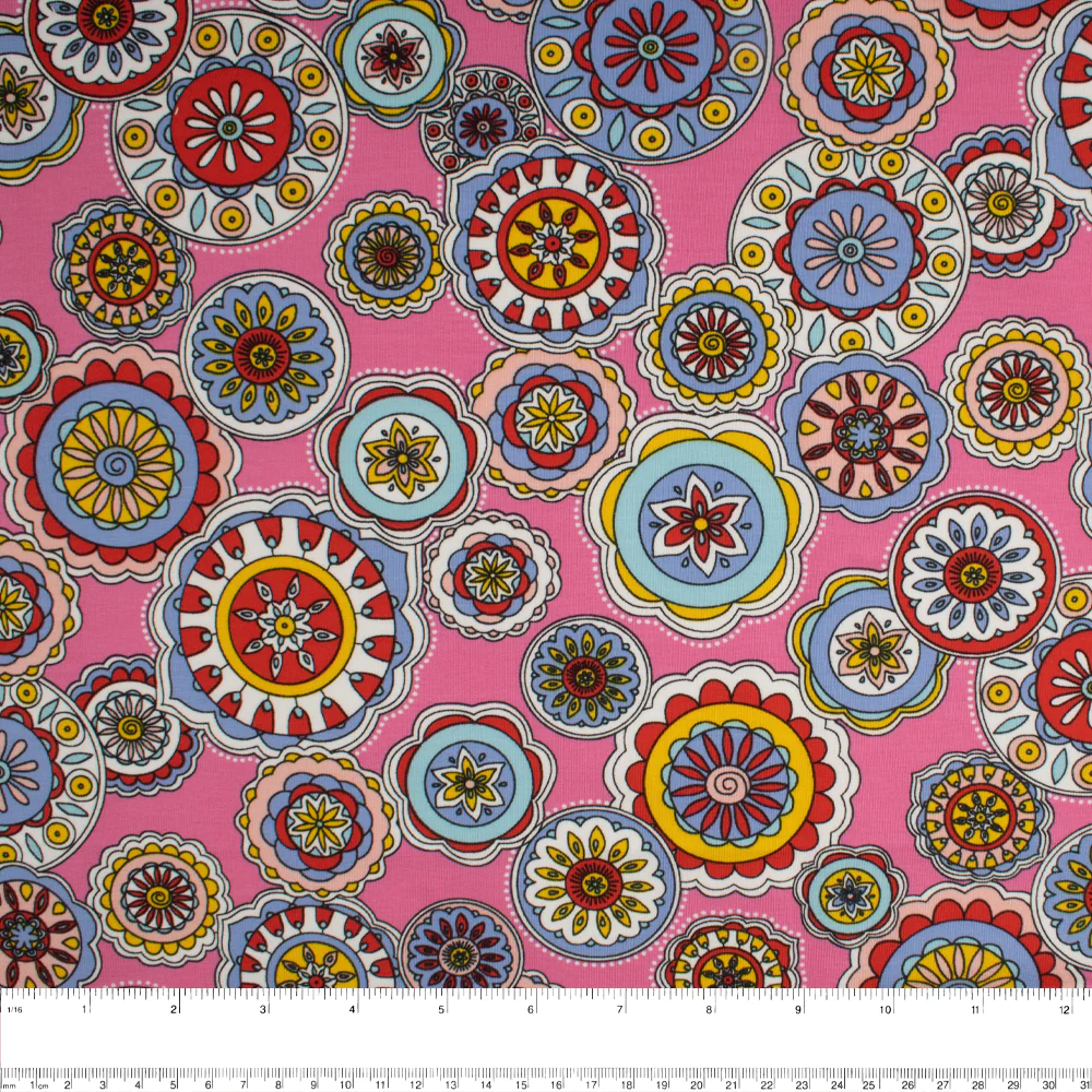 Cotton Lycra Knit Print - IMA-GINE F21 - Mandalas - Pink - Image 3