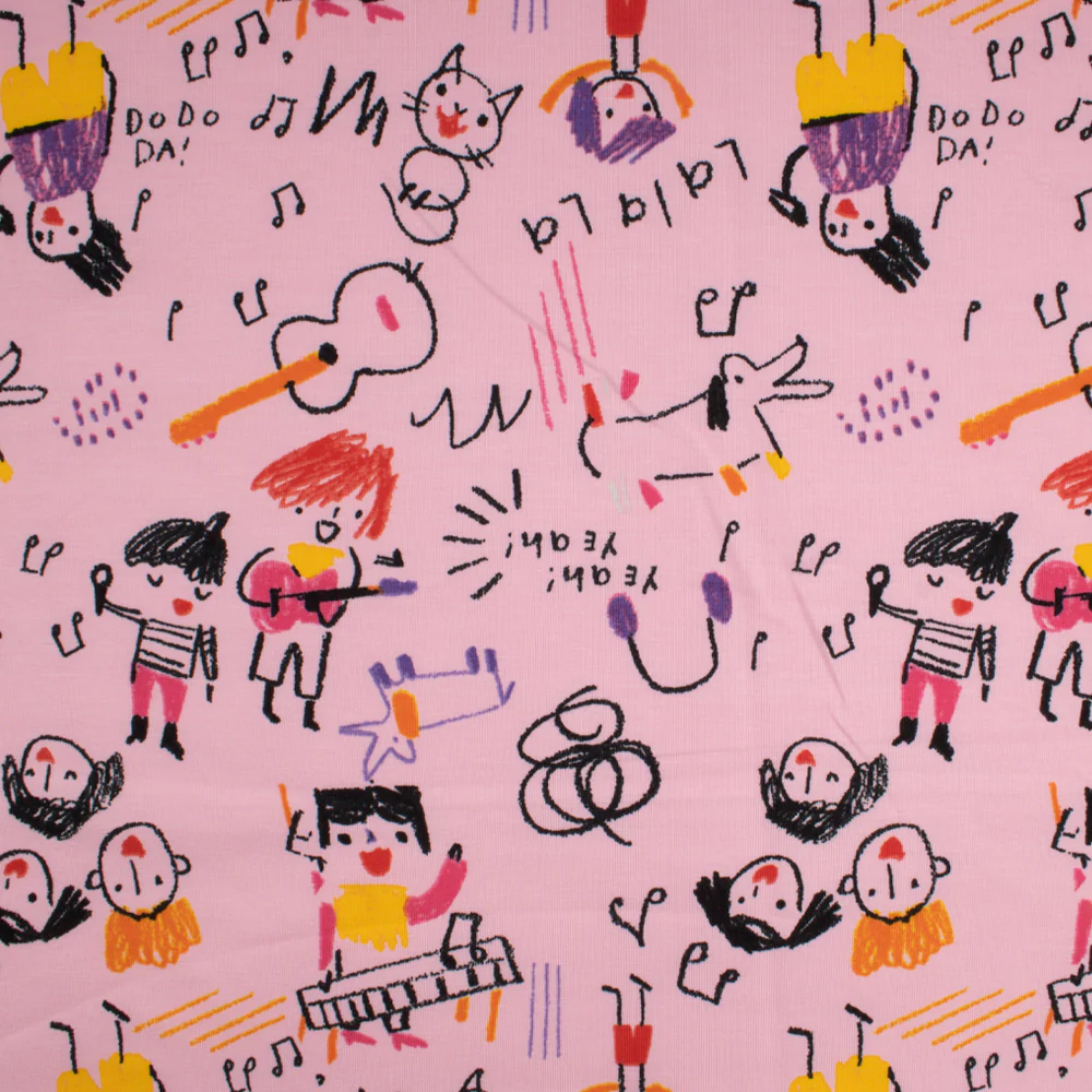 Cotton Lycra Knit Print - IMA-GINE F21 - Music - Medium pink