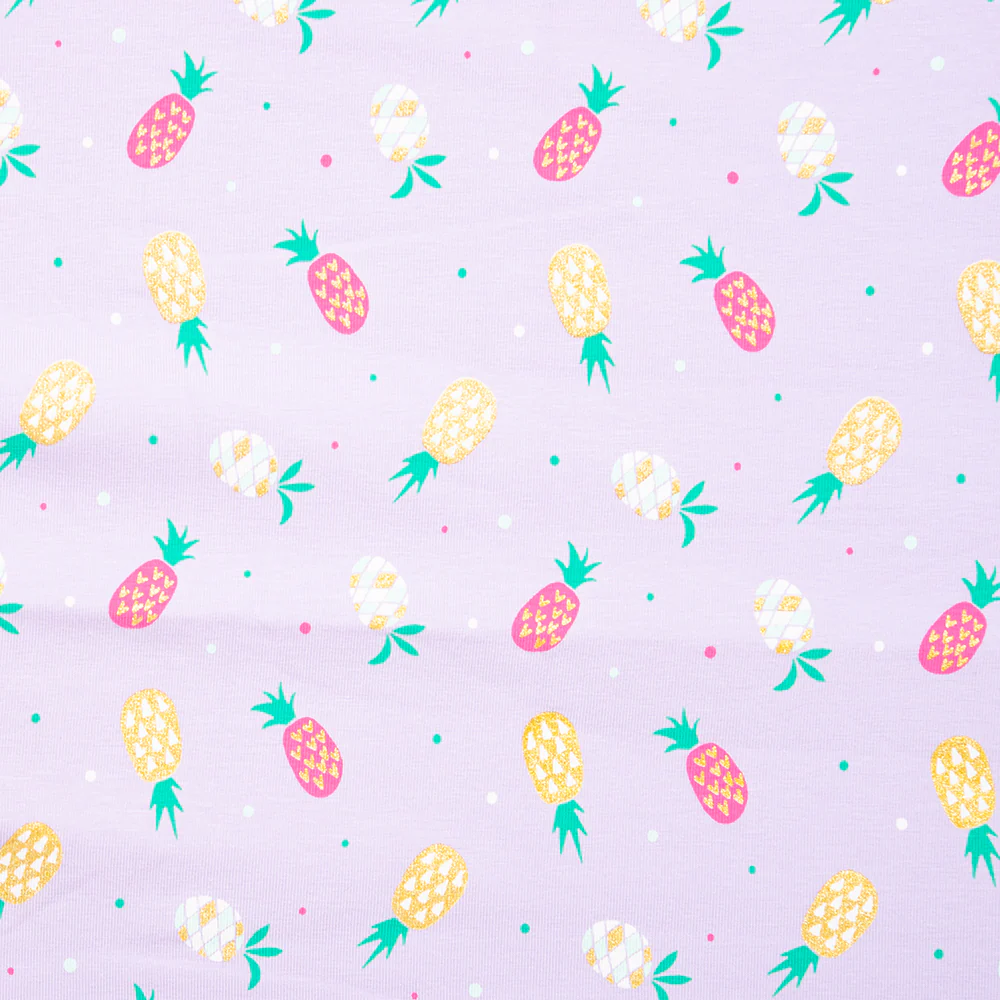 Cotton Lycra Knit Print - IMA-GINE F21 - Pineapple - Lilac
