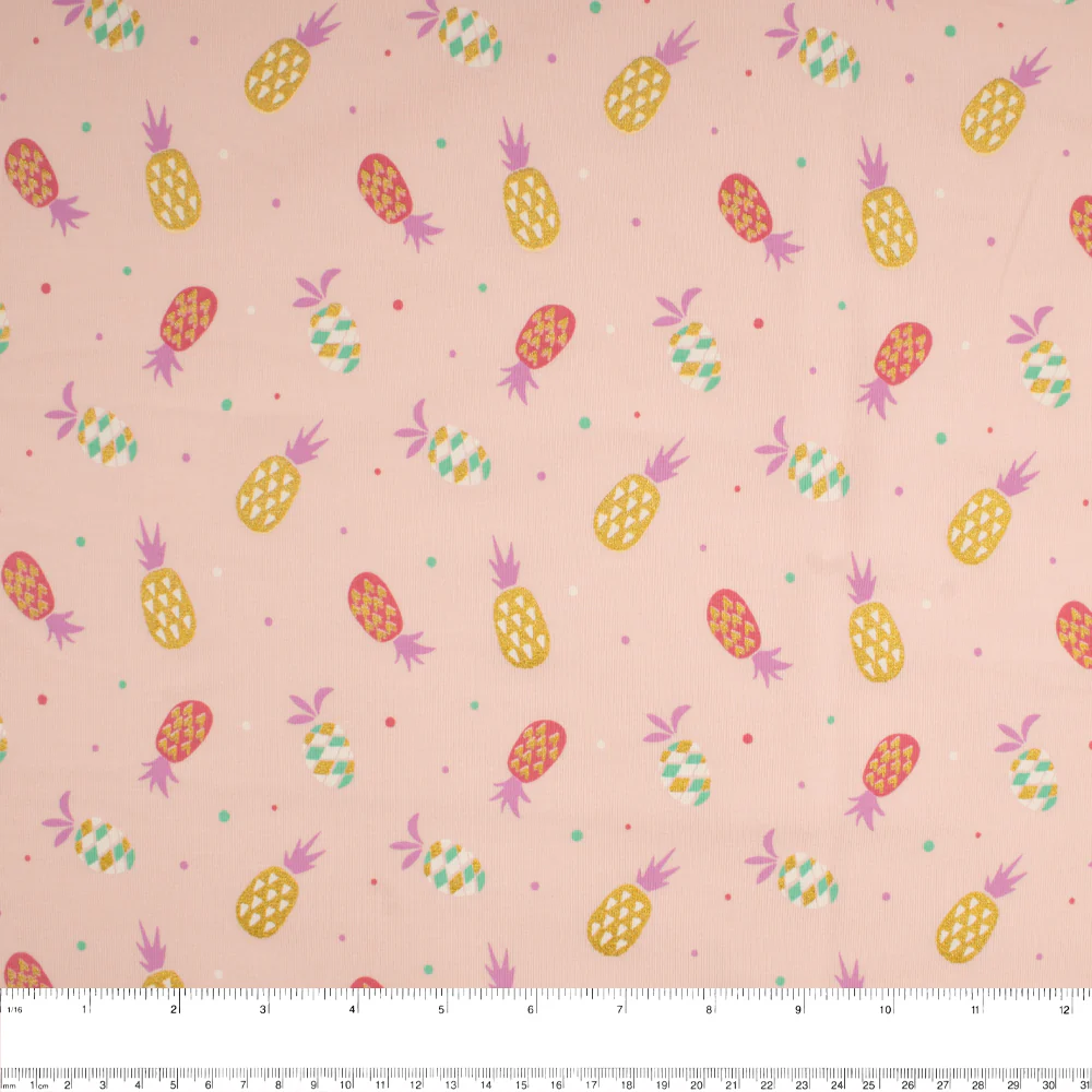 Cotton Lycra Knit Print - IMA-GINE F21 - Pineapple - Peach - Image 3