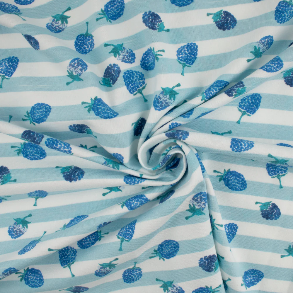 Cotton Lycra Knit Print - IMA-GINE F21 - Strawberry - Blue - Image 2