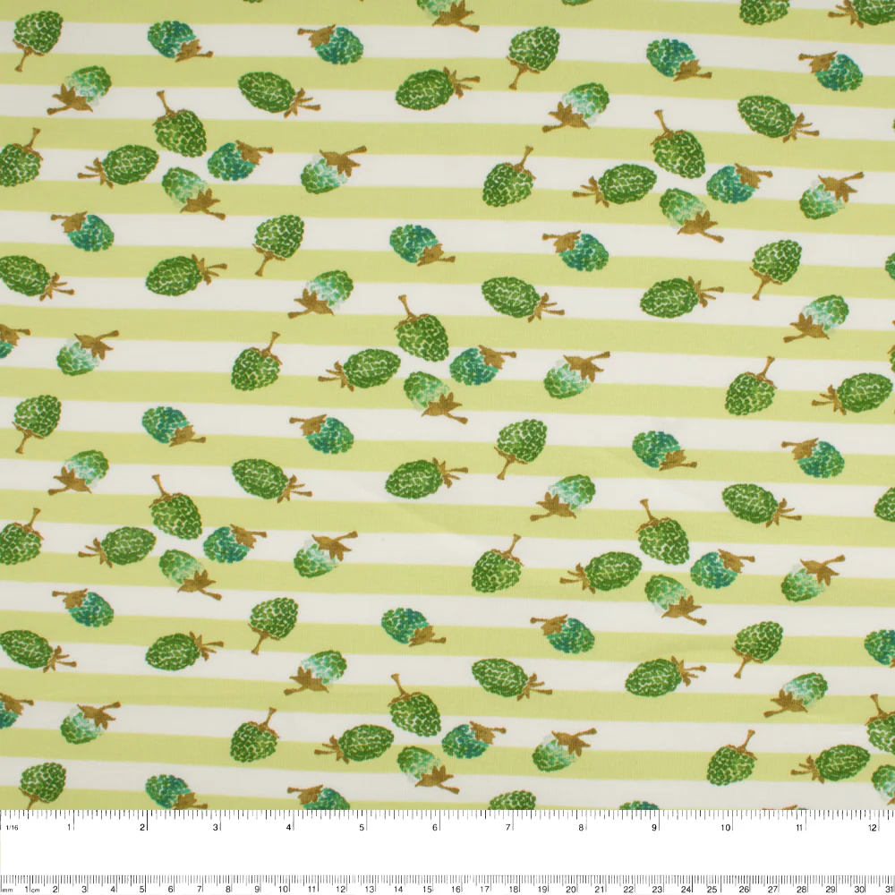 Cotton Lycra Knit Print - IMA-GINE F21 - Strawberry - Green - Image 3