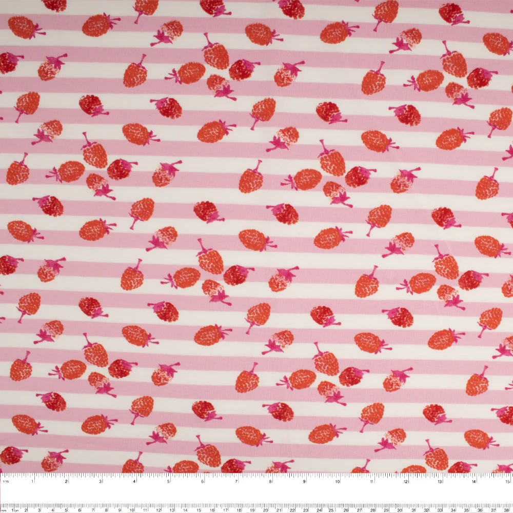 Cotton Lycra Knit Print - IMA-GINE F21 - Strawberry - Red - Image 3
