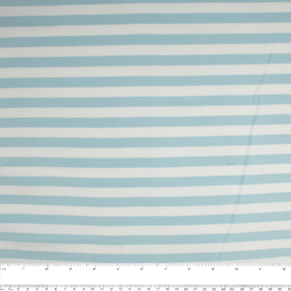 Cotton Lycra Knit Print - IMA-GINE F21 - Stripe - White / Blue - Image 3