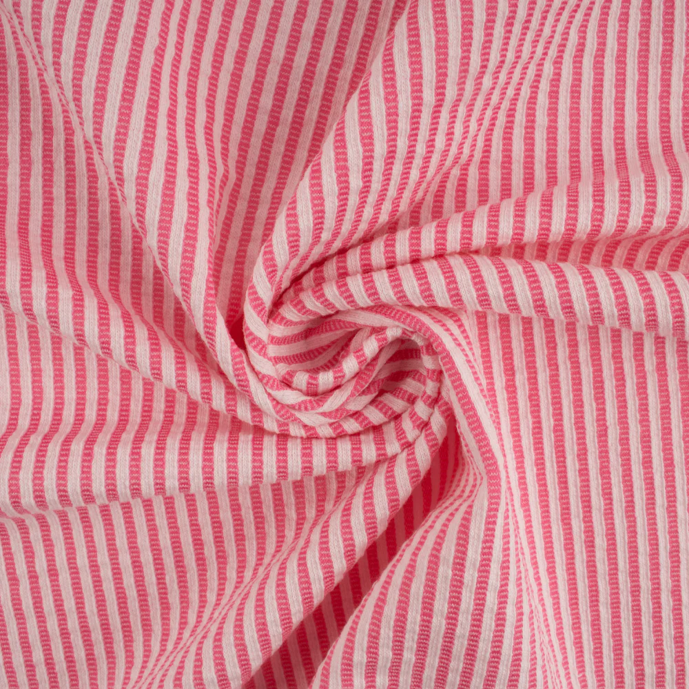Cotton Lycra Knit Print - IMA-GINE F21 - Stripe - White / Pink - Image 2