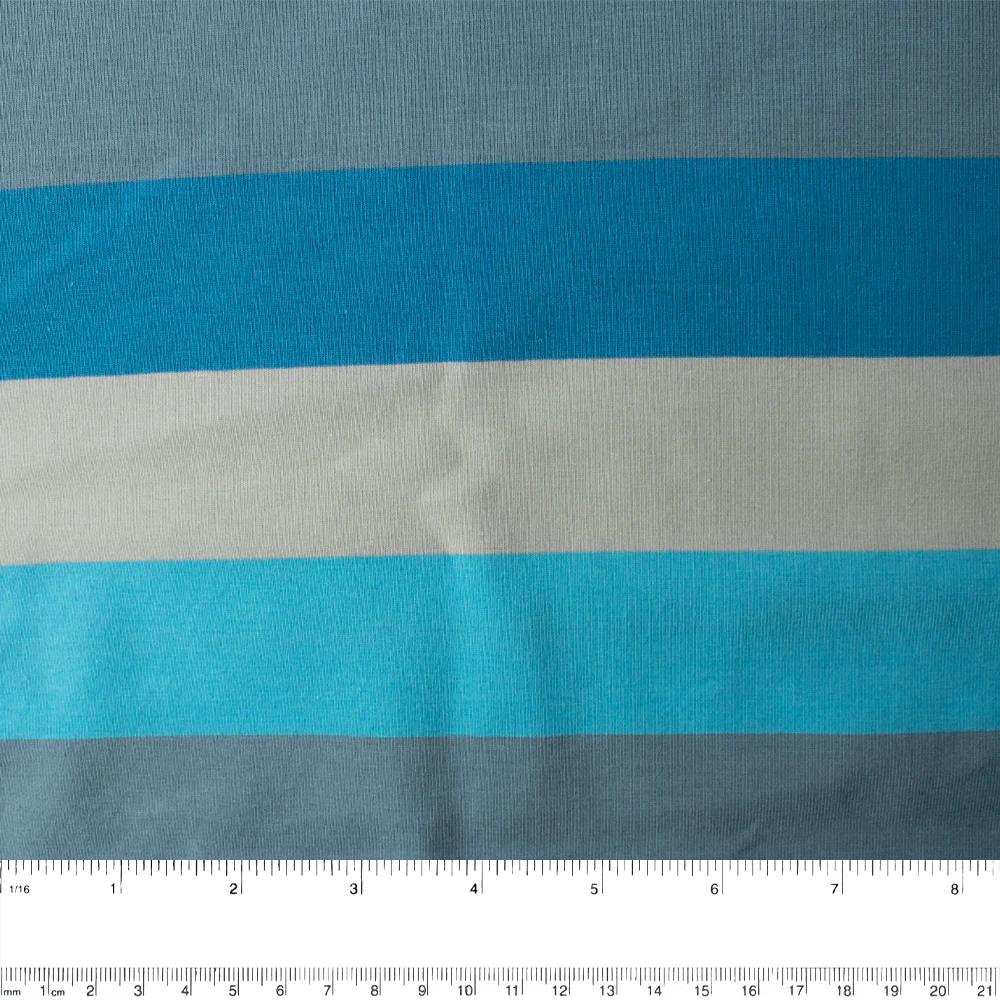 Cotton Lycra Knit Print - IMA-GINE F21 - Stripes - Blue / Grey - Image 3