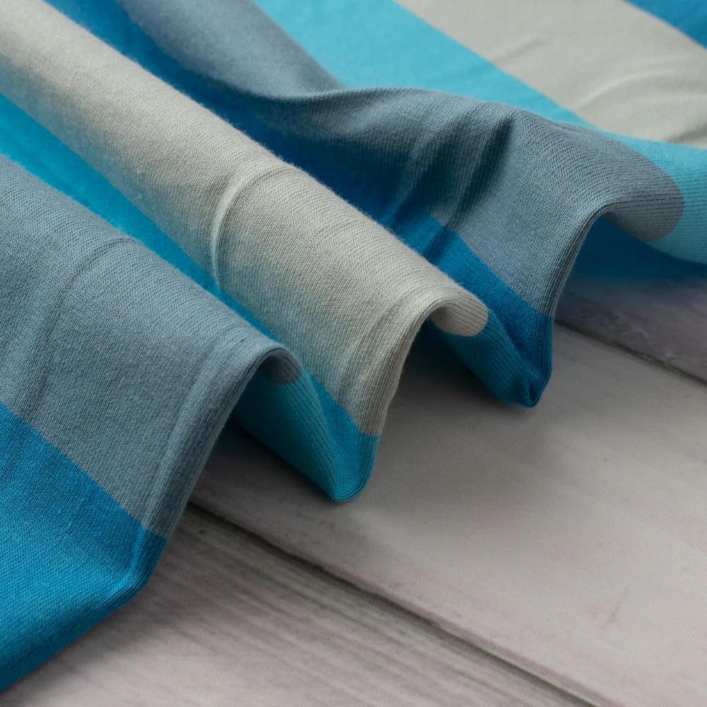 Cotton Lycra Knit Print - IMA-GINE F21 - Stripes - Blue / Grey - Image 4