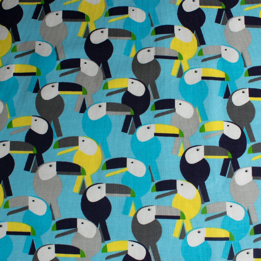 Cotton Lycra Knit Print - IMA-GINE F21 - Toucan - Blue