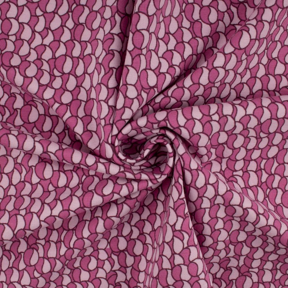 Cotton Lycra Knit Print - IMA-GINE F21 - Ying yang - Rapsberry - Image 2
