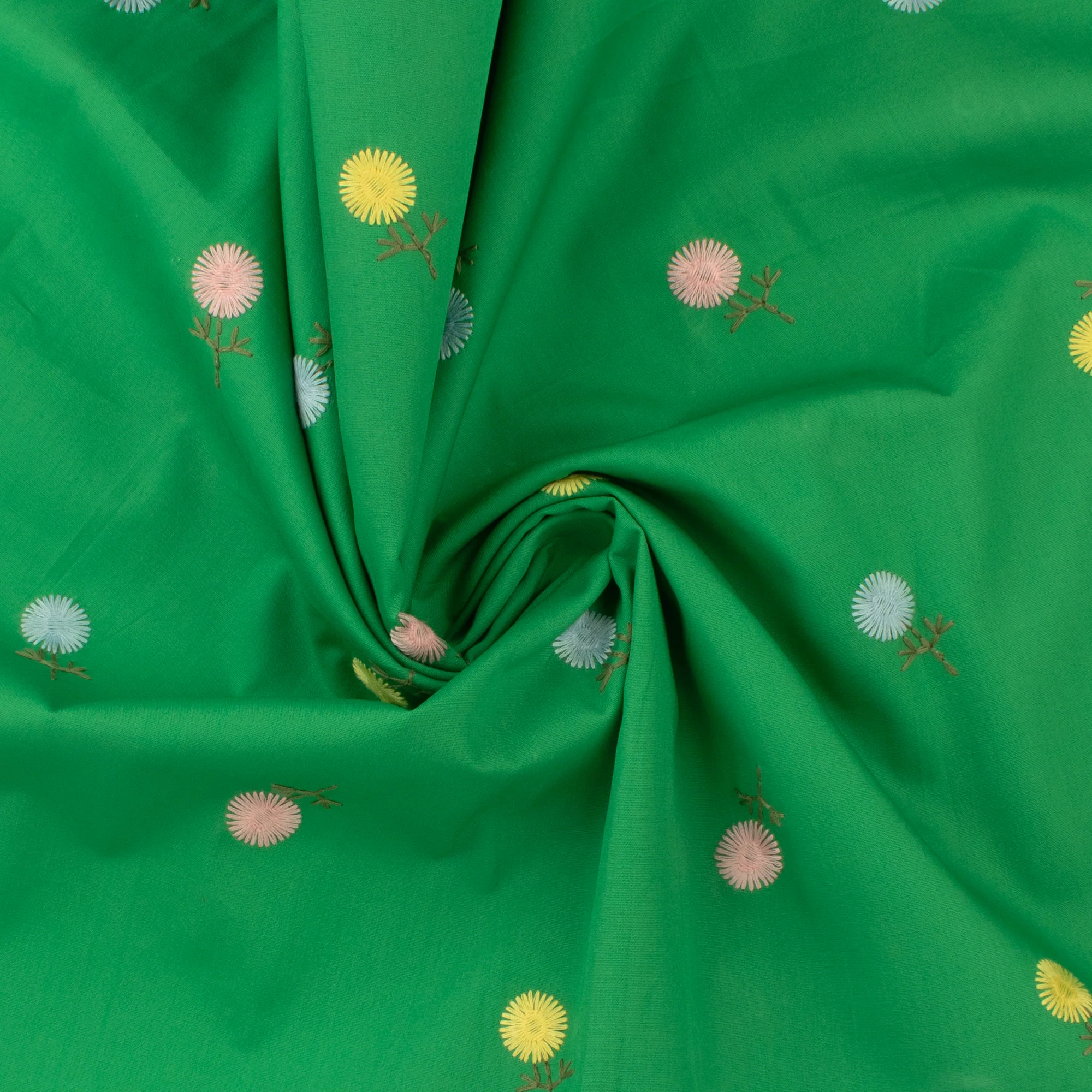 Cotton poplin Embroidery - IN BLOOM - 002 - Green - Image 2