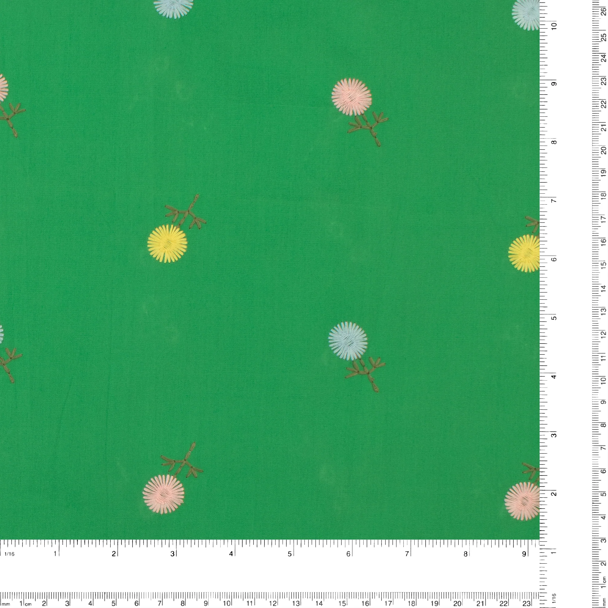 Cotton poplin Embroidery - IN BLOOM - 002 - Green - Image 3