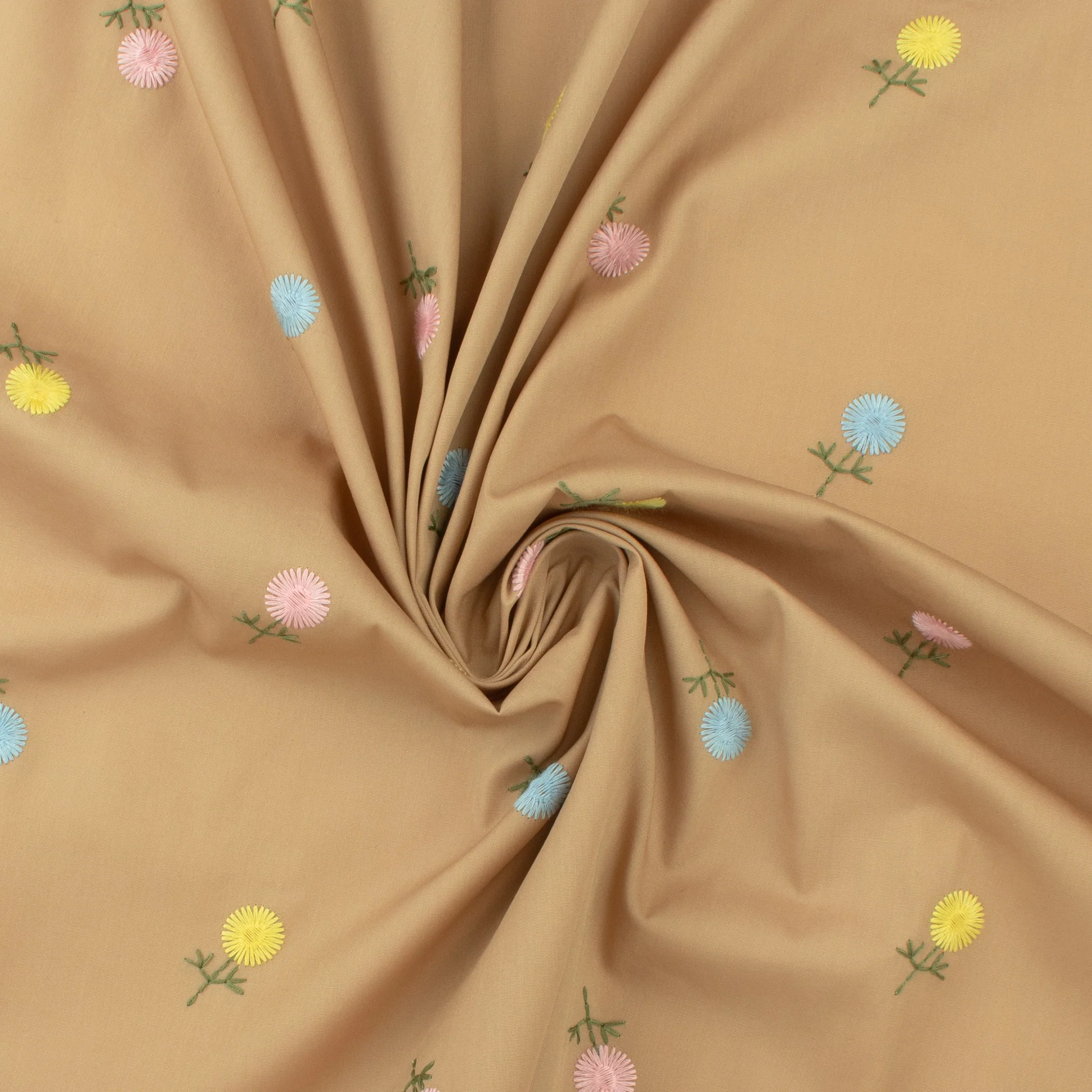 Cotton poplin Embroidery - IN BLOOM - 005 - Tan - Image 2