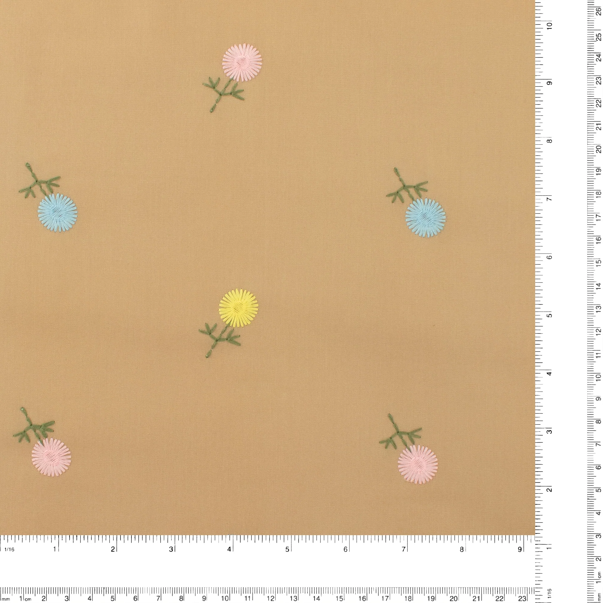 Cotton poplin Embroidery - IN BLOOM - 005 - Tan - Image 3