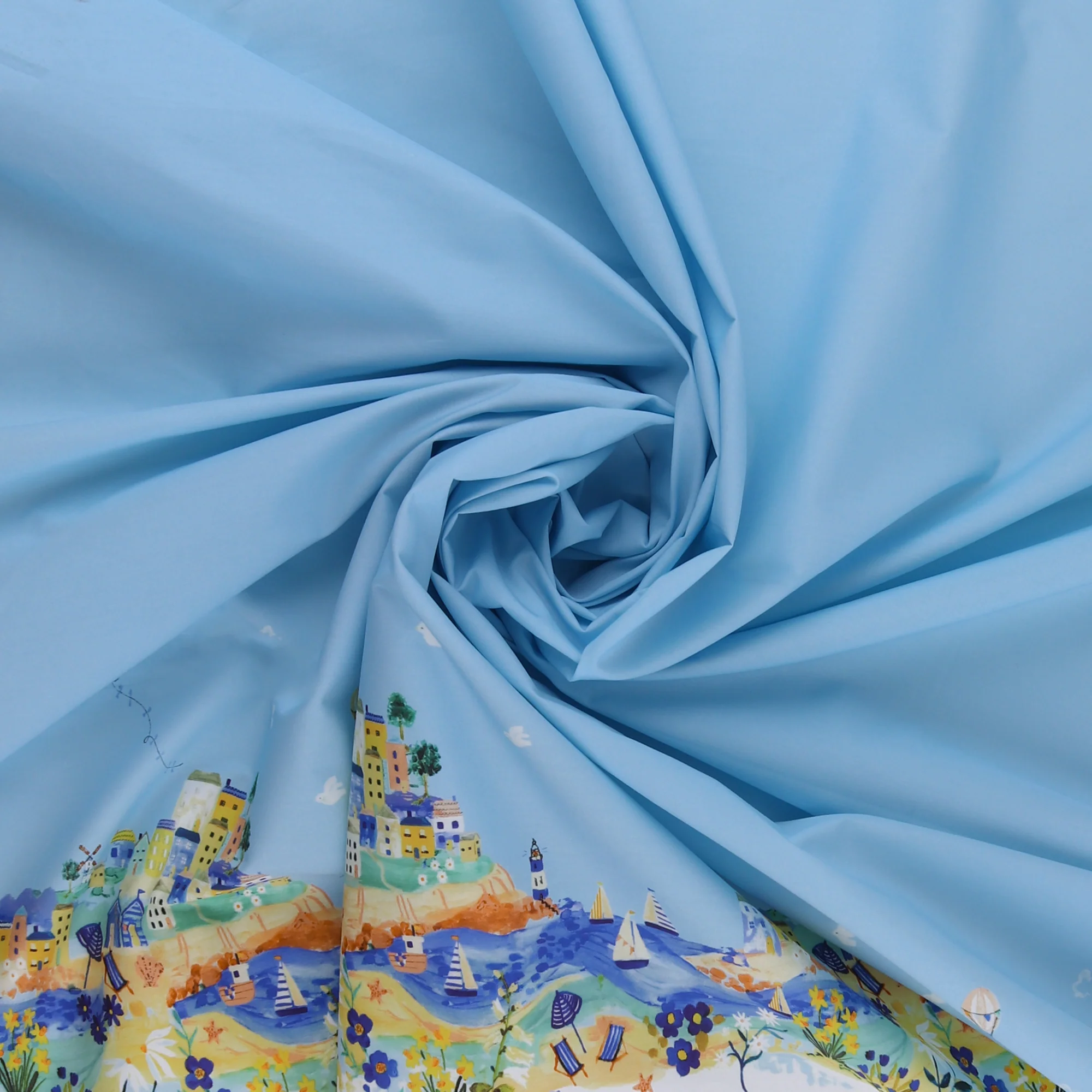 Cotton Poplin Print - AVERY - 003 - Dusty Blue - Image 2