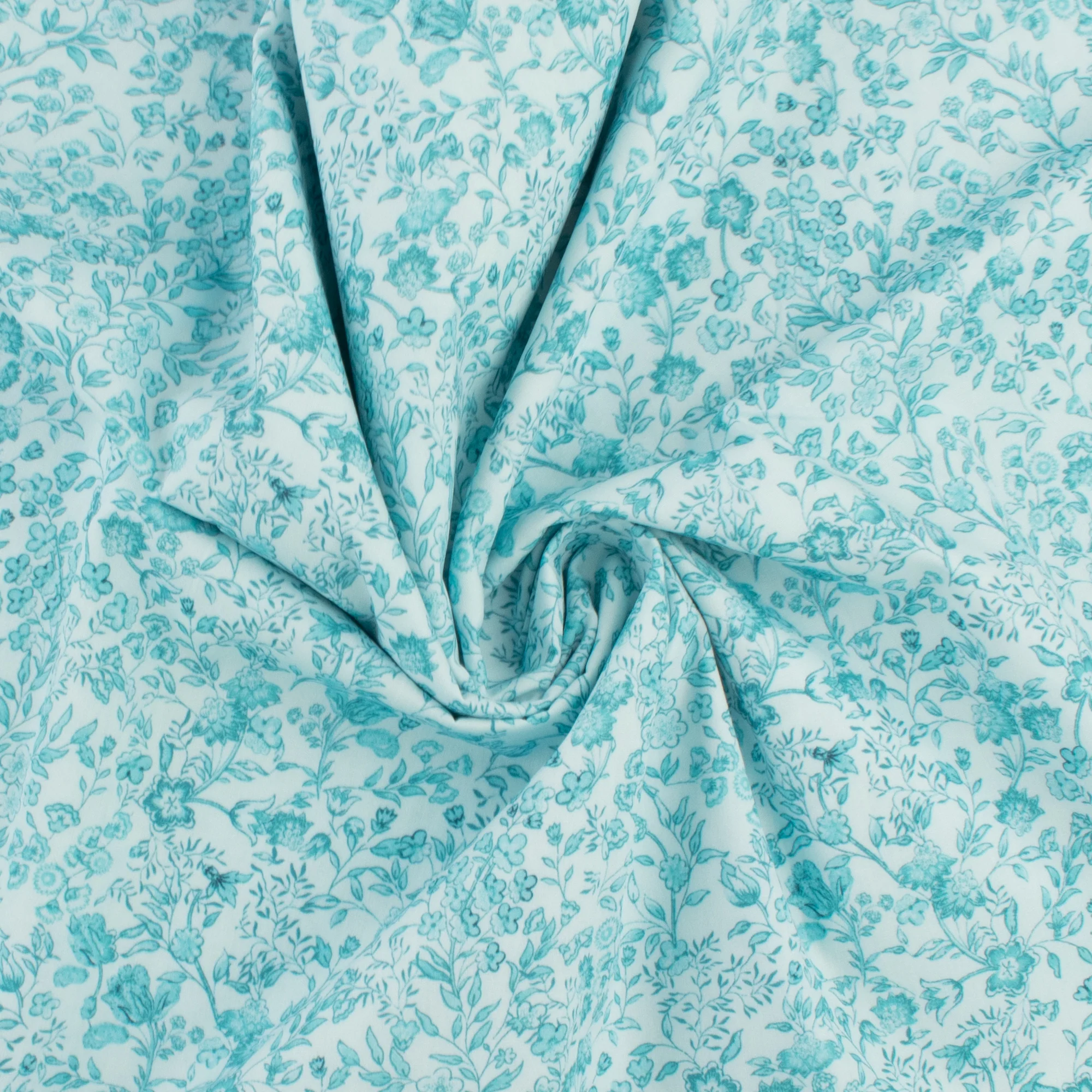 Cotton Poplin Print - PRINCESS CHARLOTTE - 004 - Aqua - Image 2