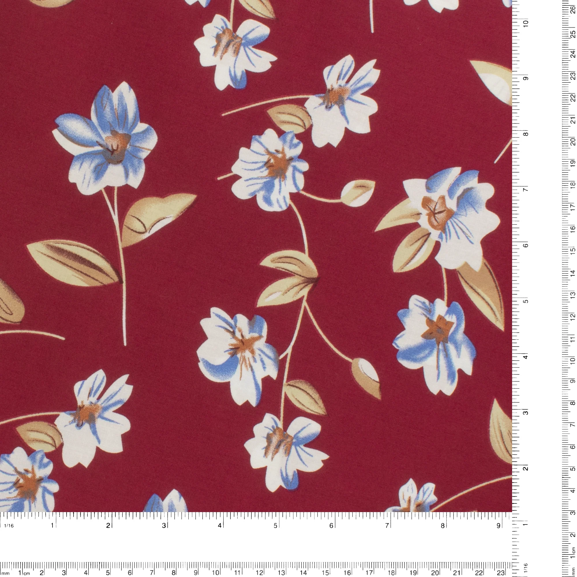 Cotton Poplin Print - WINNIE - 003 - Burgundy - Image 3