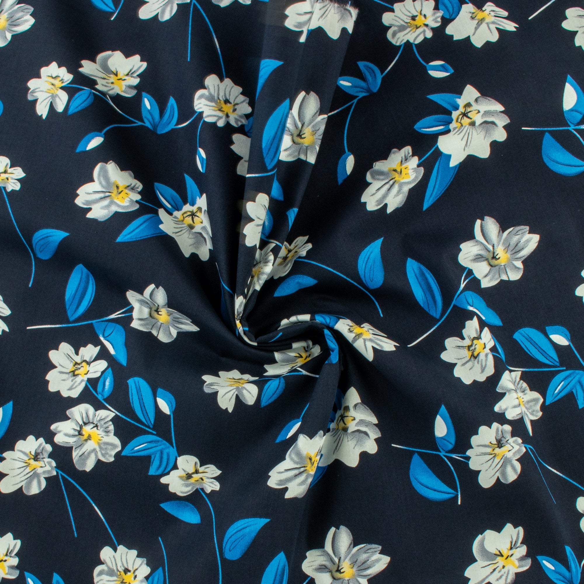Cotton Poplin Print - WINNIE - 004 - Navy - Image 2