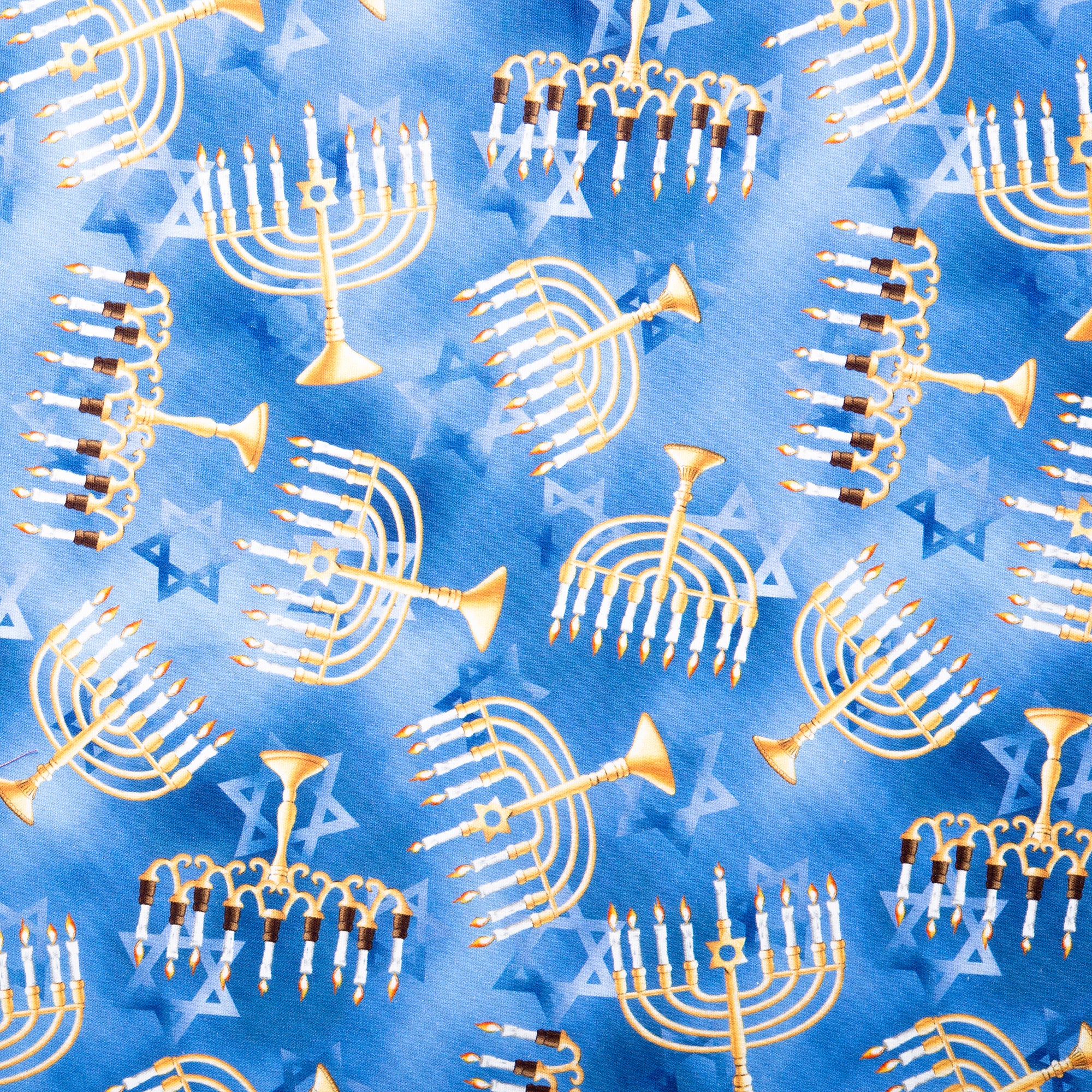 Cotton print - HANUKKAH - Menorah - Blue
