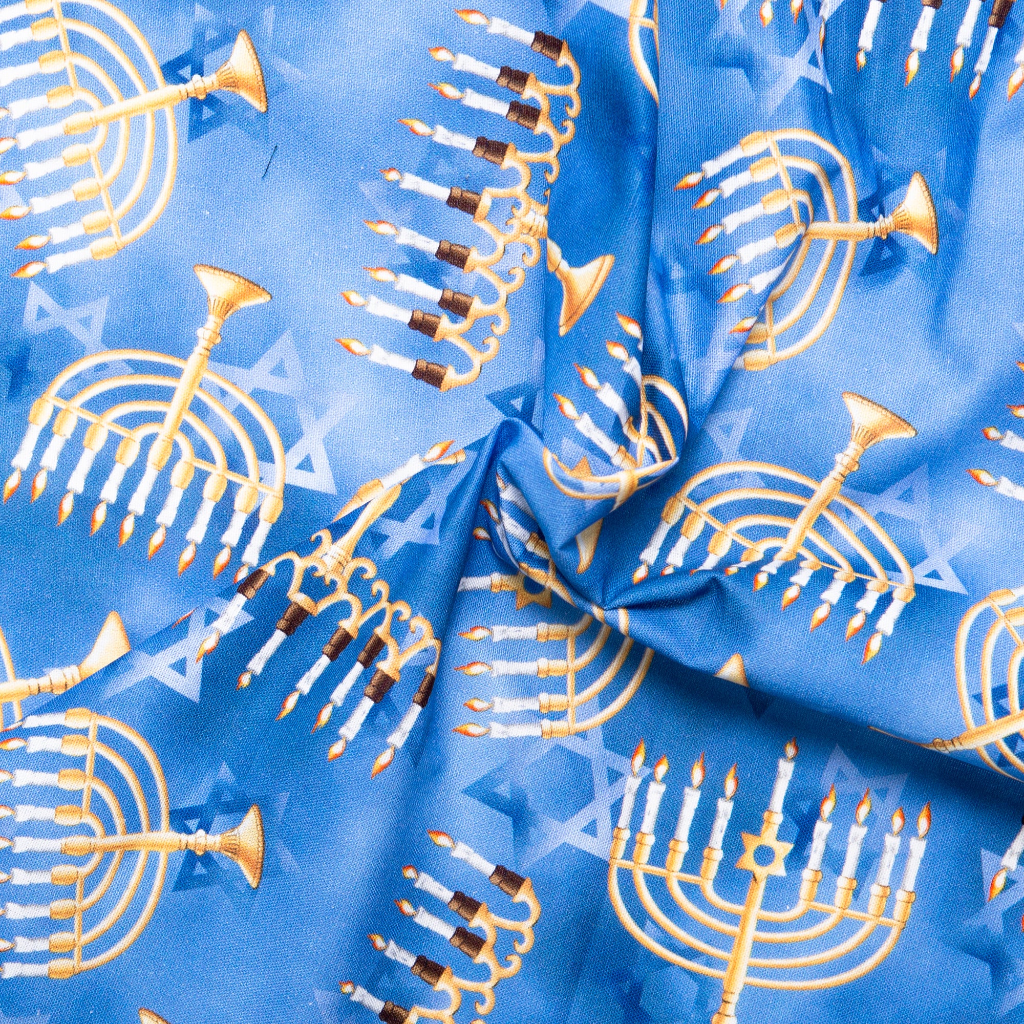 Cotton print - HANUKKAH - Menorah - Blue - Image 2