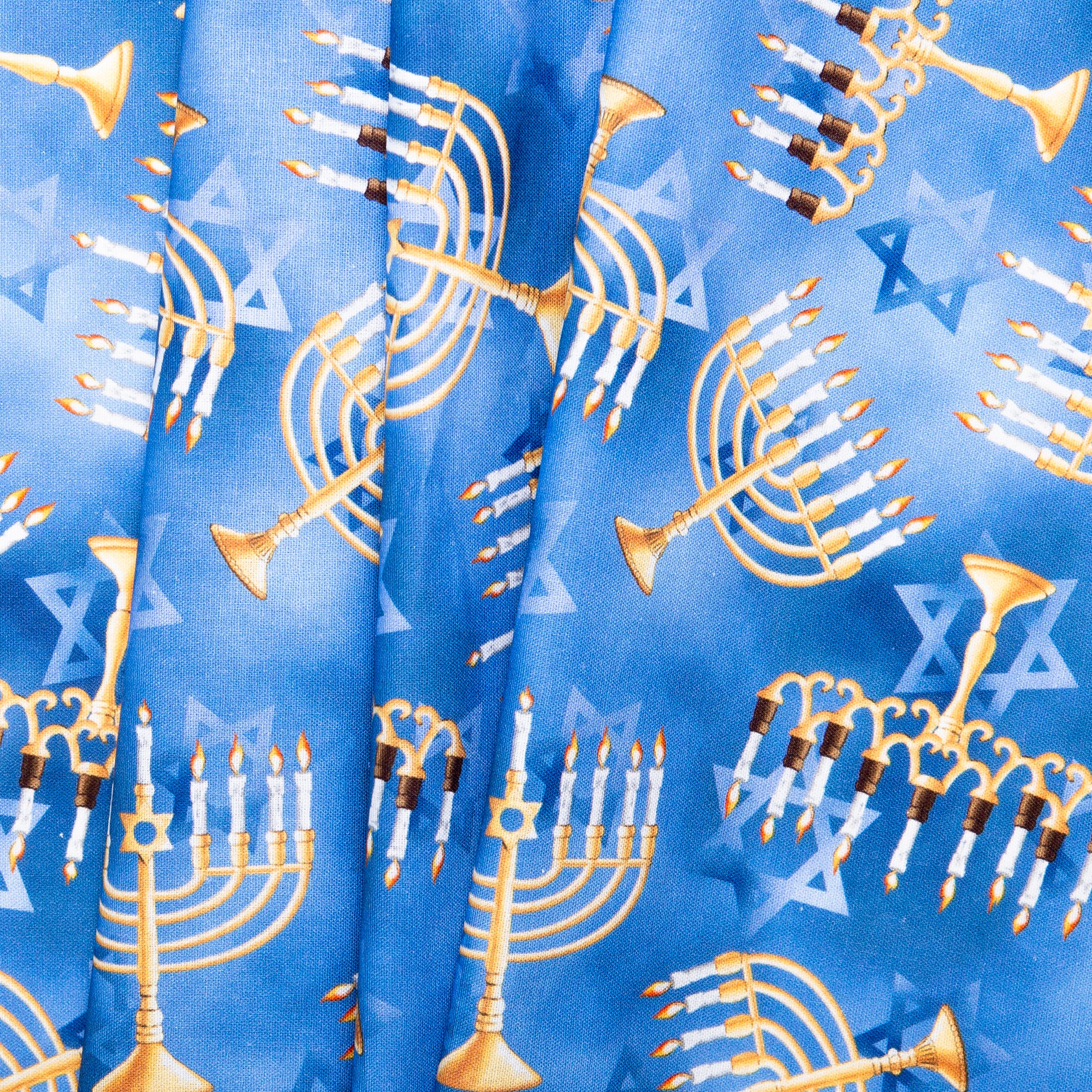 Cotton print - HANUKKAH - Menorah - Blue - Image 3