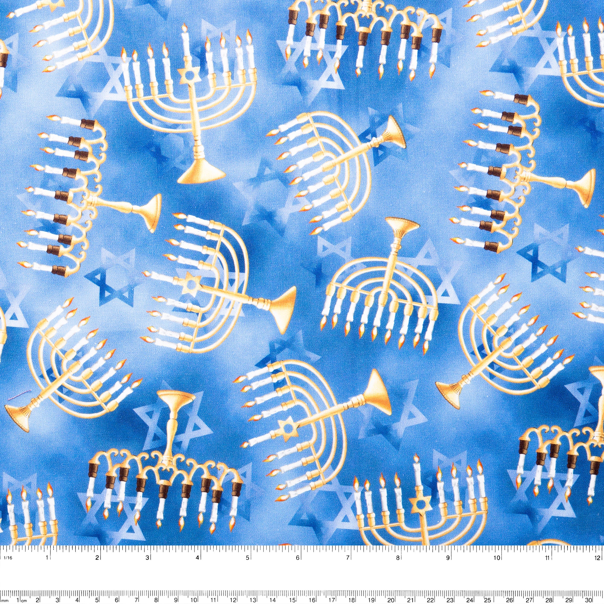Cotton print - HANUKKAH - Menorah - Blue - Image 4