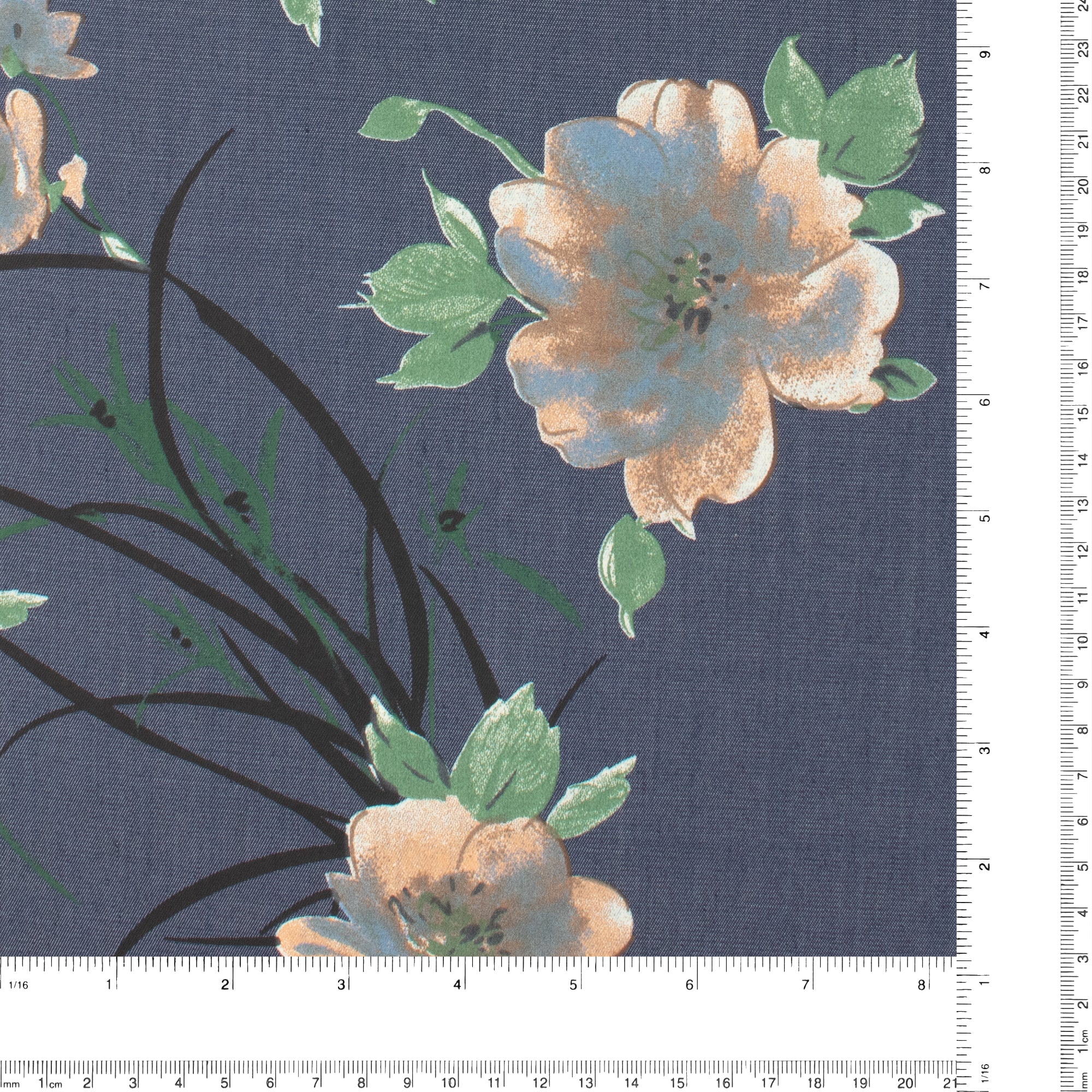 Cotton Rayon Denim Print- EVERYDAY BLUES - 001 - Midnight - Image 3