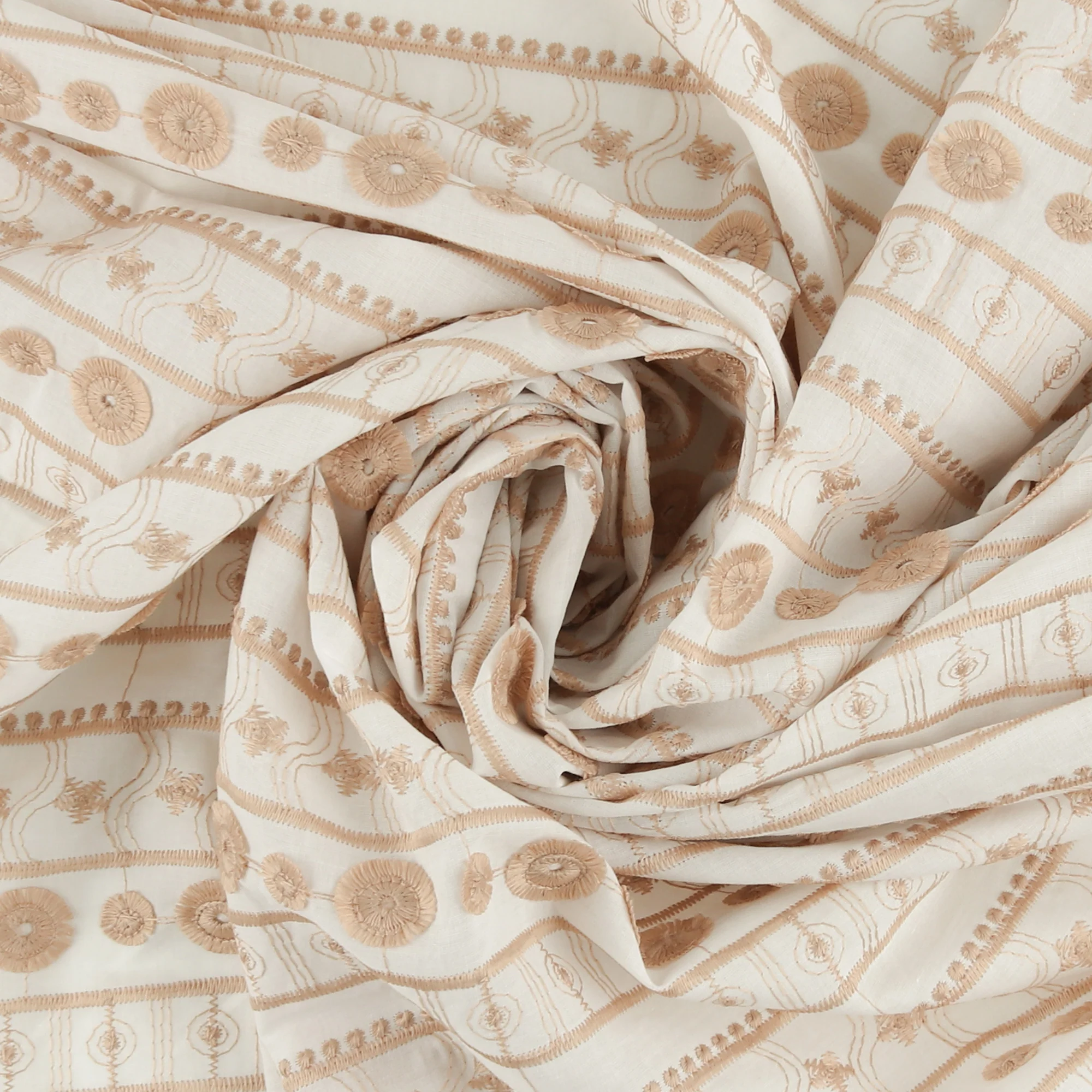 Cotton Voile Embroidery - IN BLOOM - 001 - Tan - Image 2