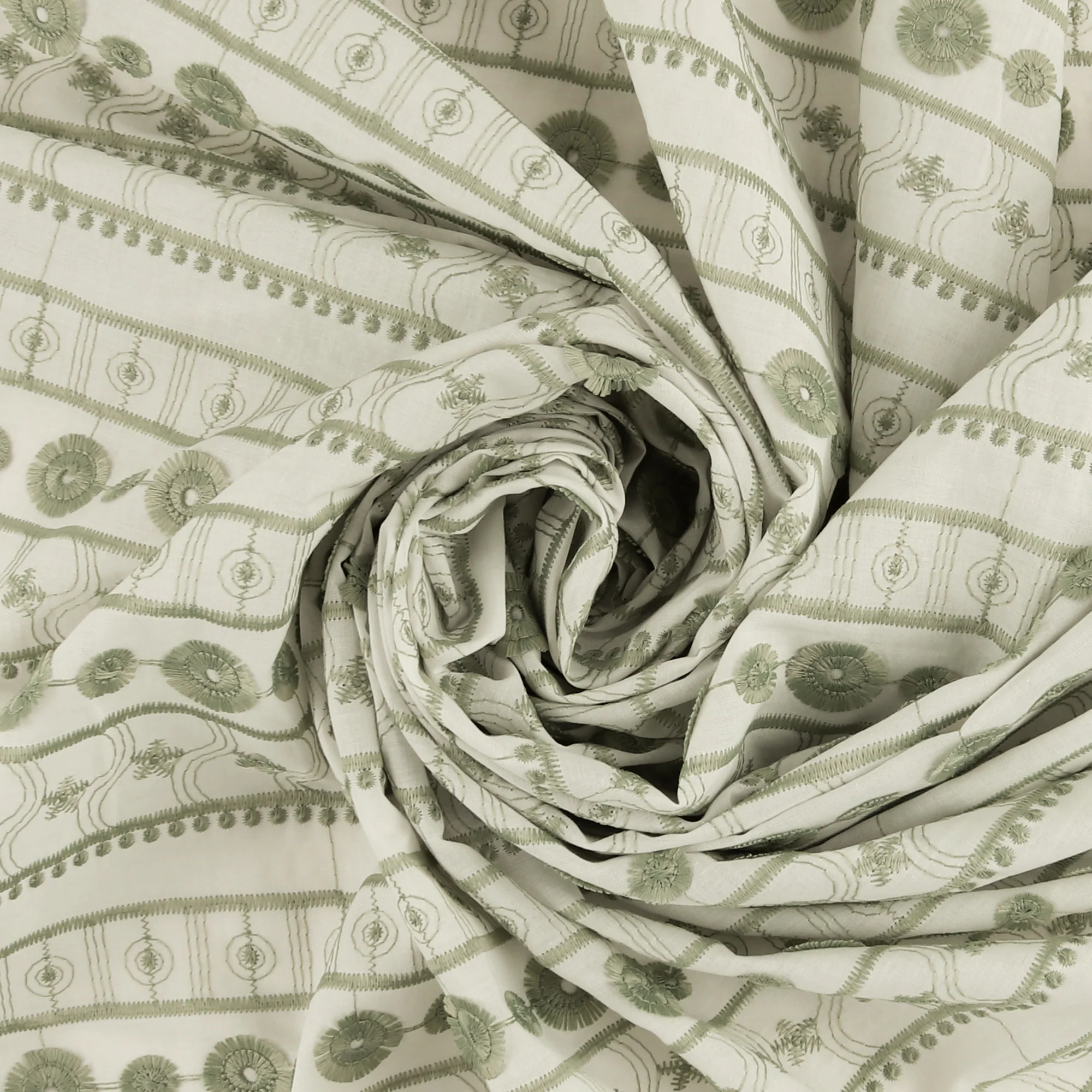 Cotton Voile Embroidery - IN BLOOM - 002 - Sage - Image 2