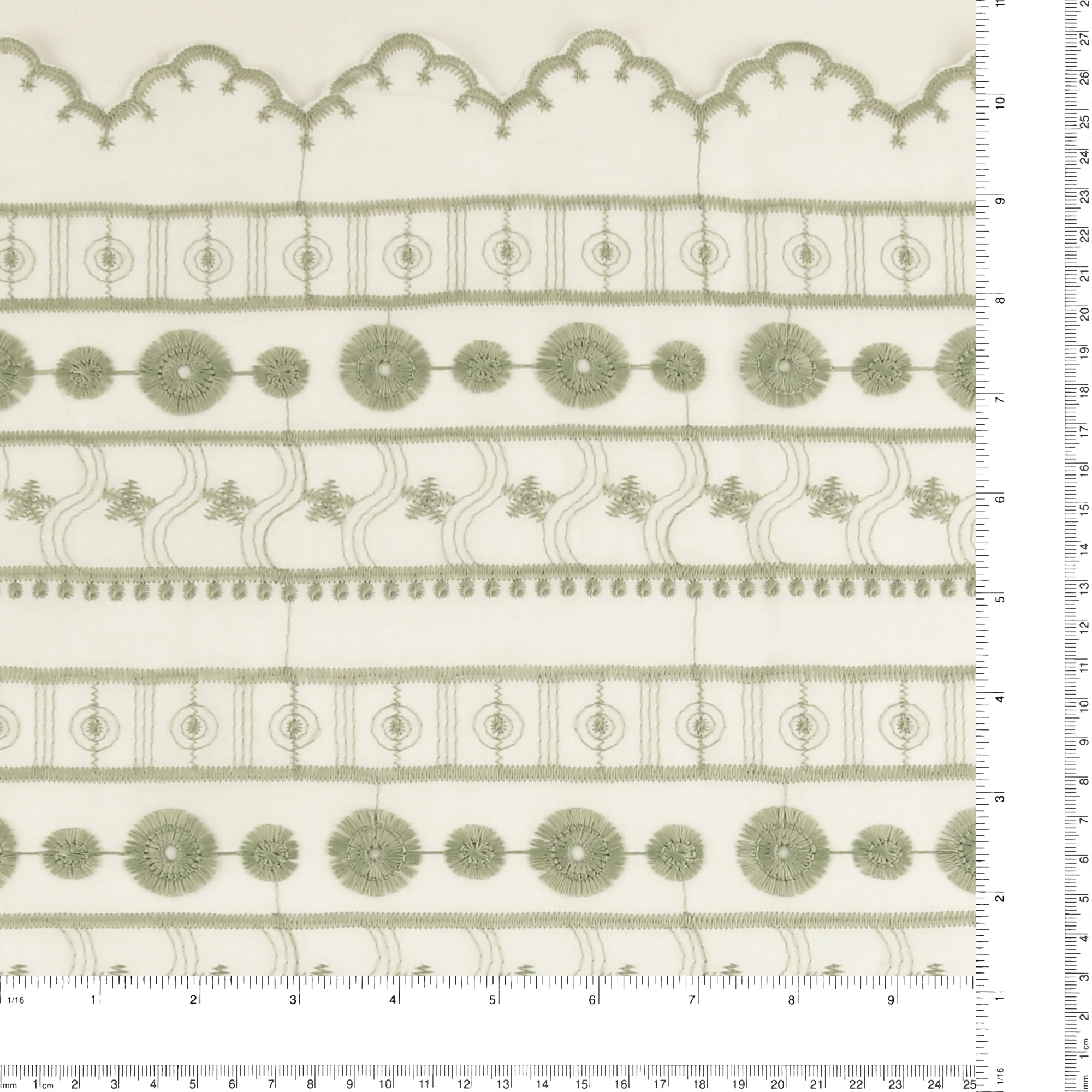 Cotton Voile Embroidery - IN BLOOM - 002 - Sage - Image 3
