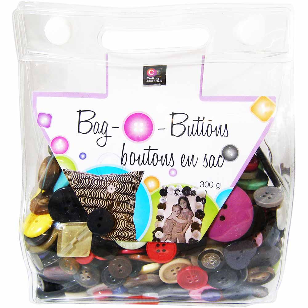 CRAFTING ESSENTIALS Snap Bag O' Buttons - Mixed - 300 g (10 oz)