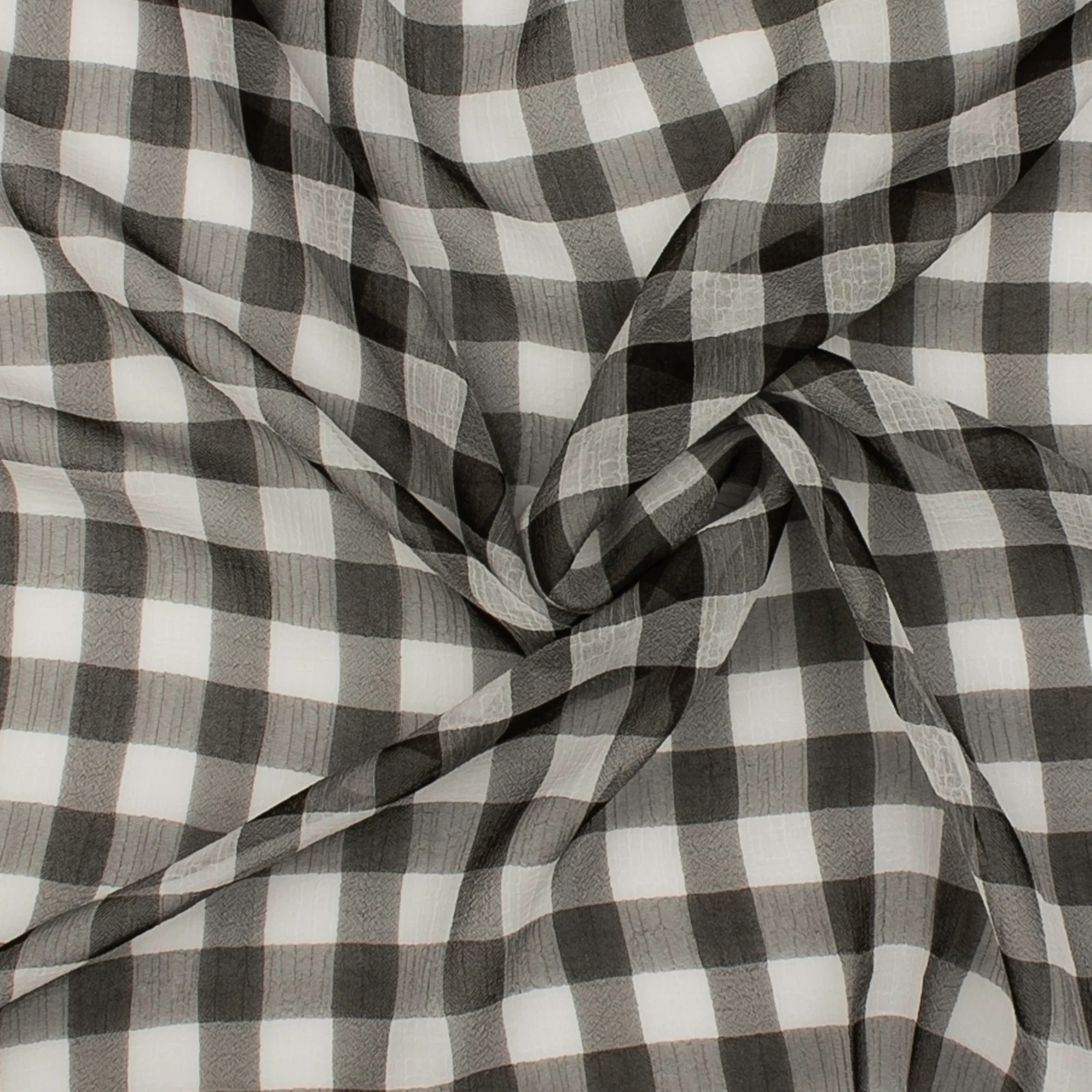 Crepe Chiffon - DAISY - Big Checks - Black - Image 2