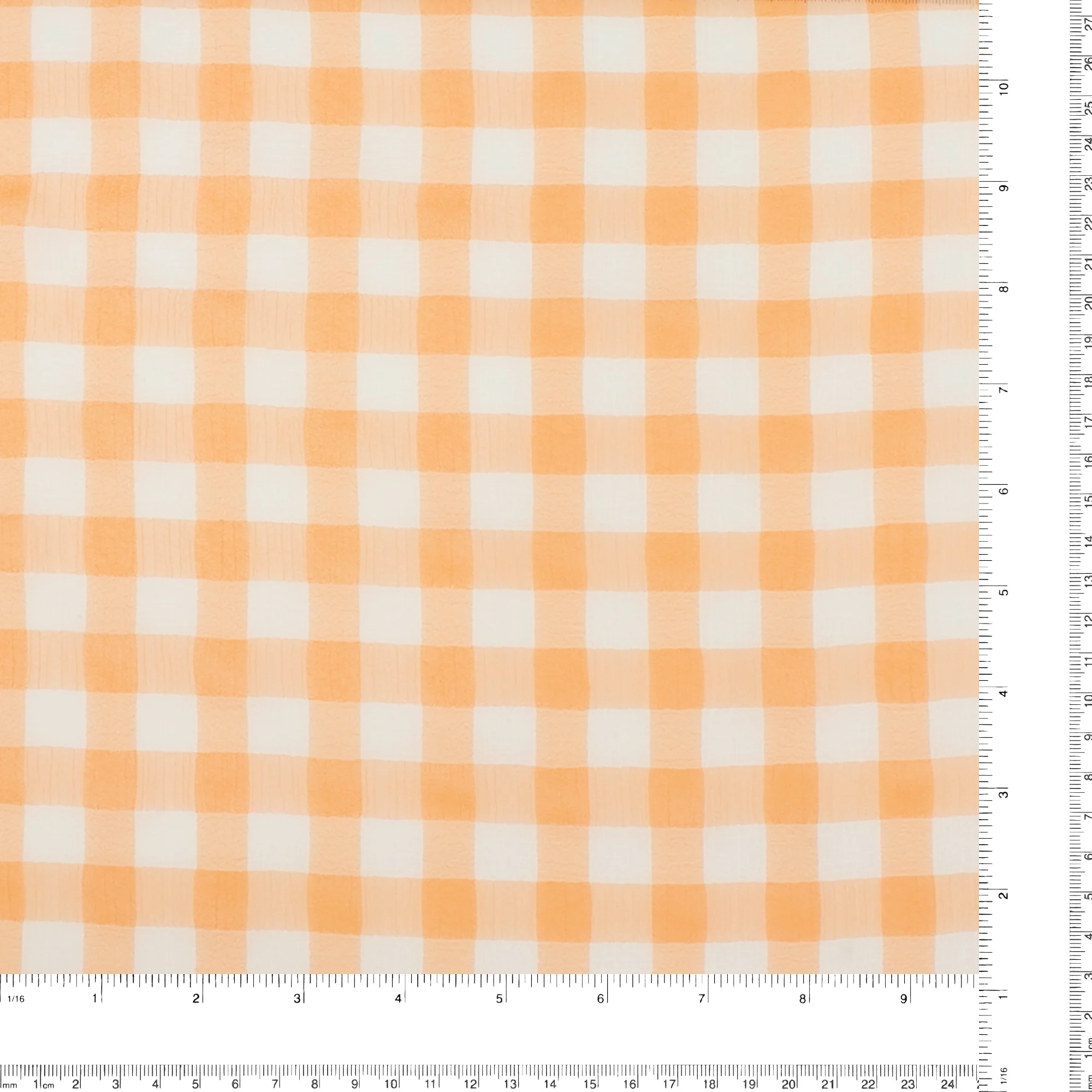 Crepe Chiffon - DAISY - Big Checks - Orange - Image 3