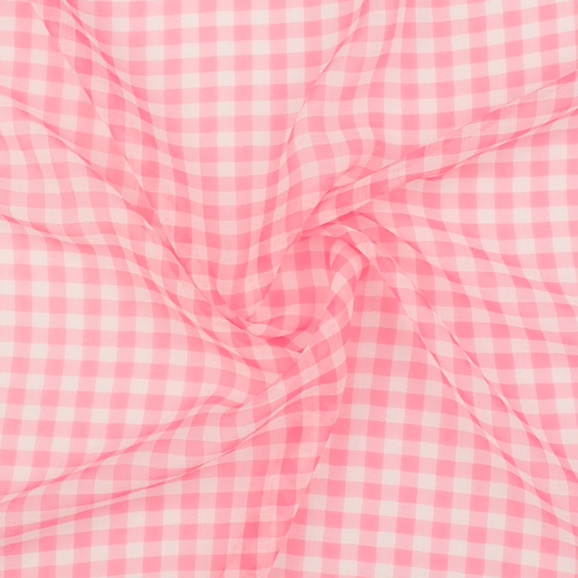Crepe Chiffon - DAISY - Medium Checks - Pink - Image 2