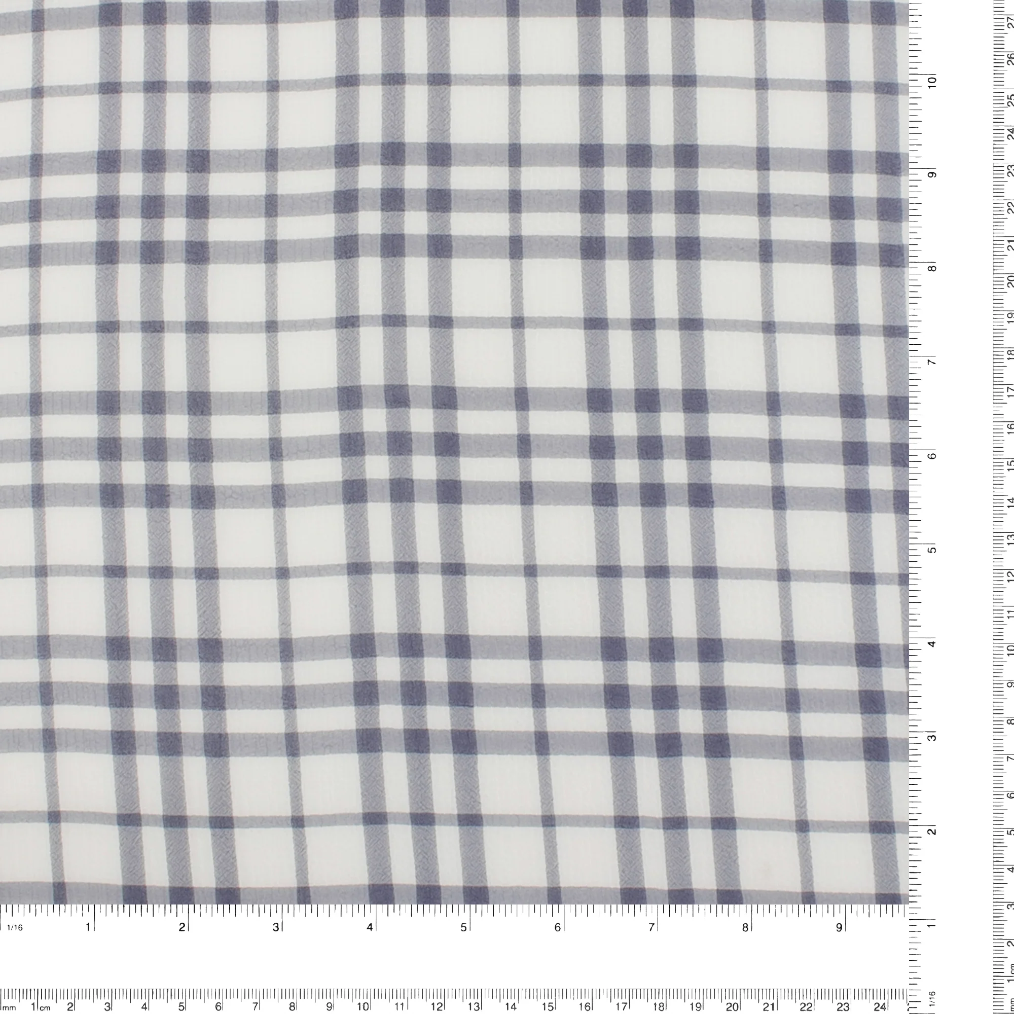 Crepe Chiffon - DAISY - Medium Plaid - Navy - Image 3