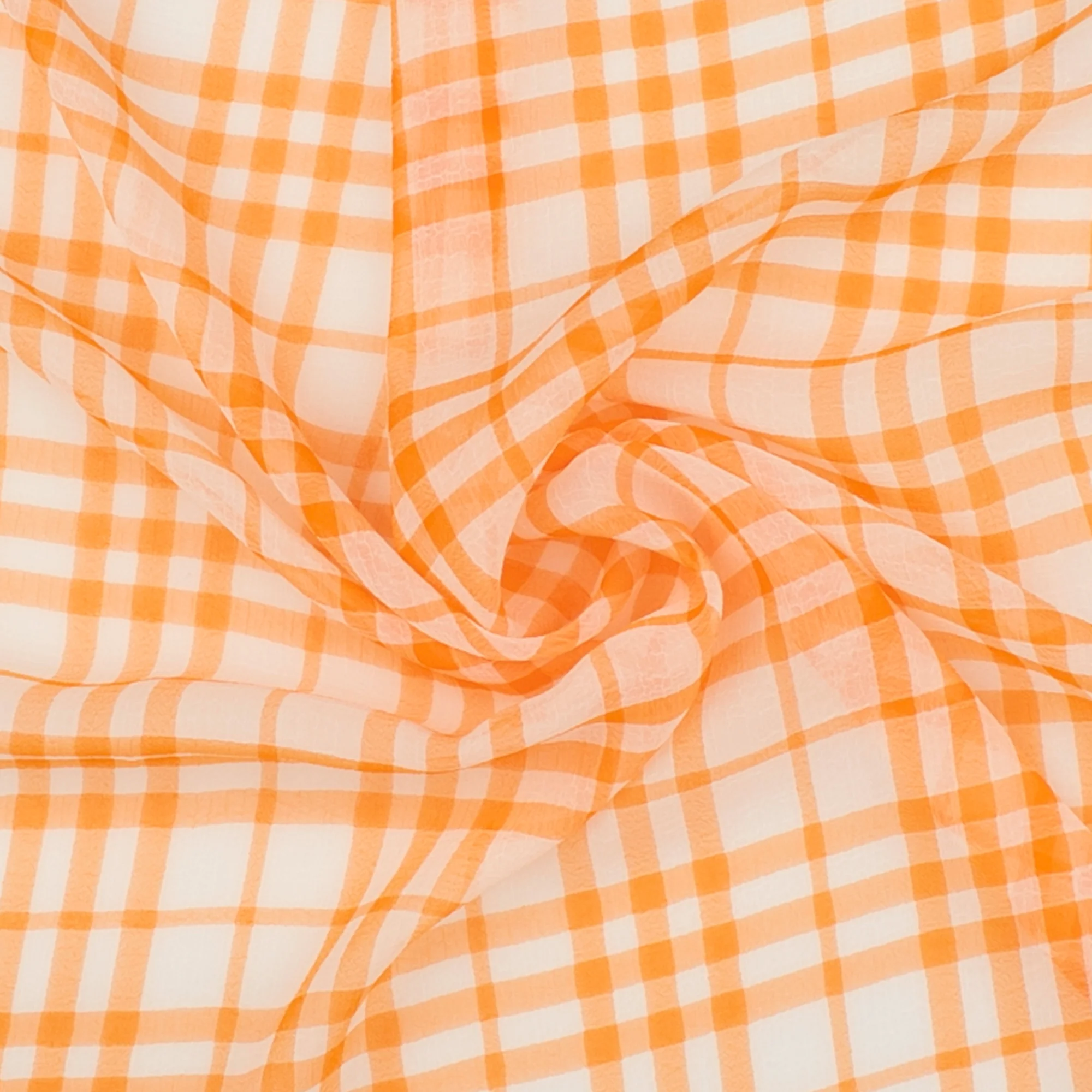 Crepe Chiffon - DAISY - Medium Plaid - Orange - Image 2