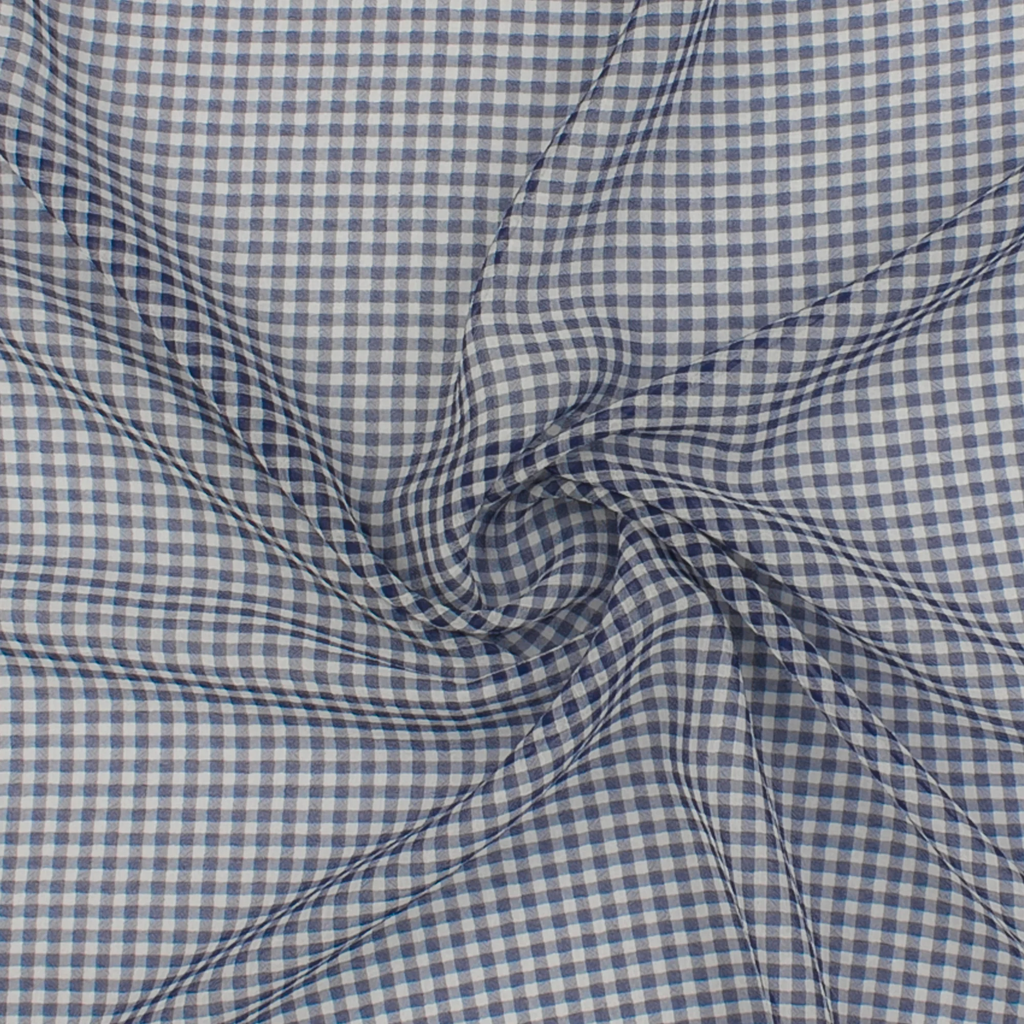 Crepe Chiffon - DAISY - Small Checks - Navy - Image 2