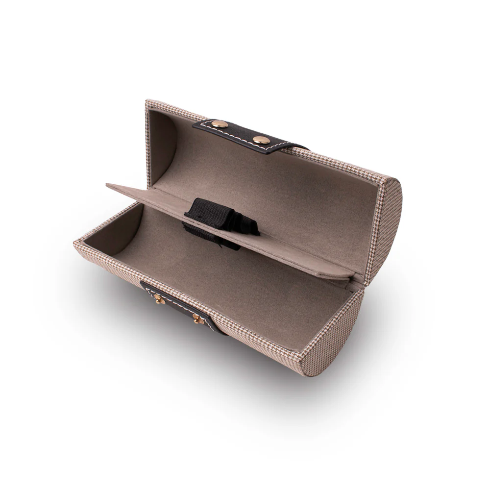 Crochet/Knitting Case - Tube Light Brown with Black Leather - Image 2