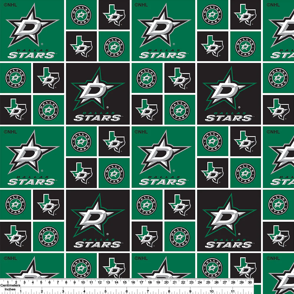 Dallas Stars - NHL Cotton Print - Squares - Image 2