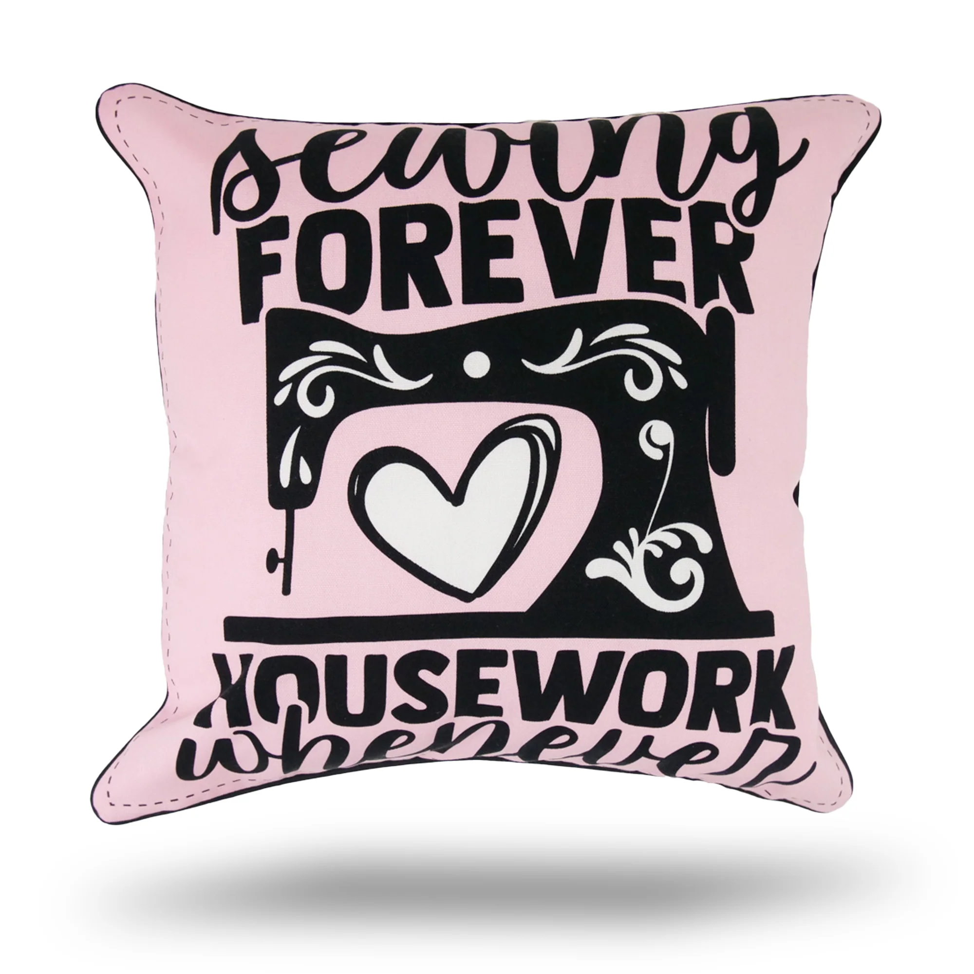 Decorative cushion cover - Sewing Forever - Pink - 17 x 17''