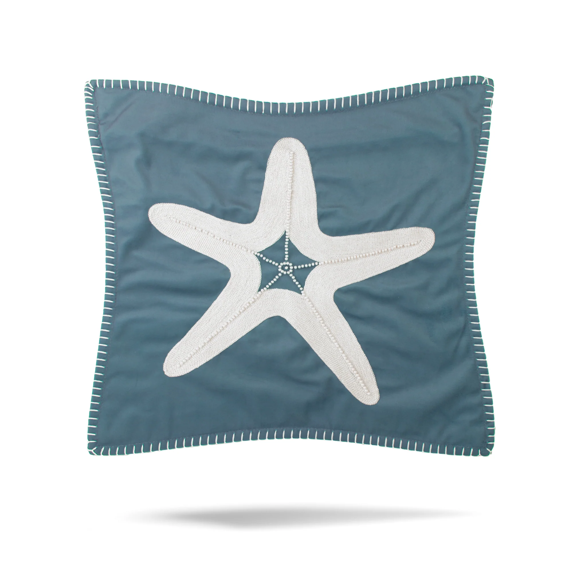 Decorative cushion cover - Starfish - Blue - 17 x 17''