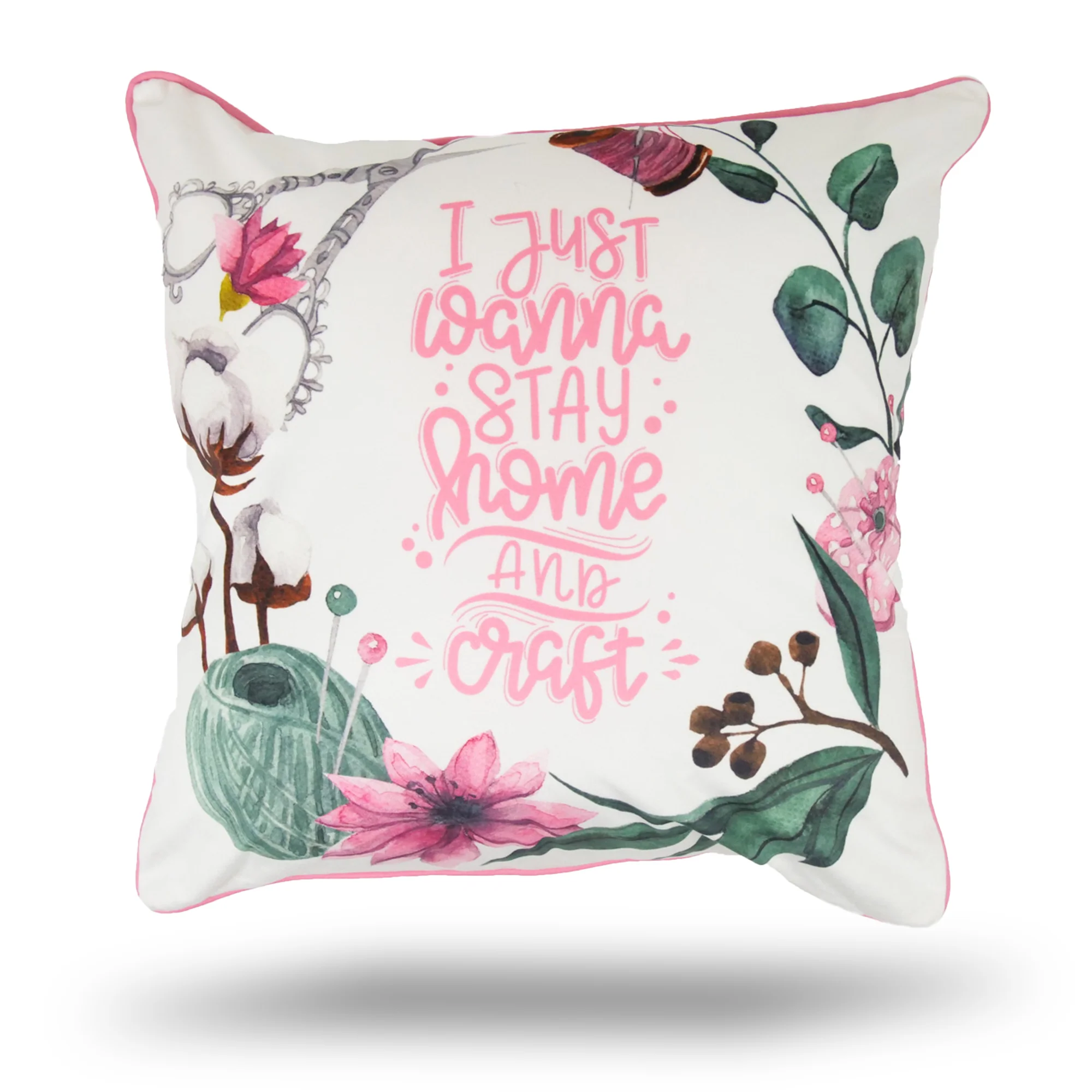 Decorative cushion cover - Wanna Craft - White - 17 x 17''