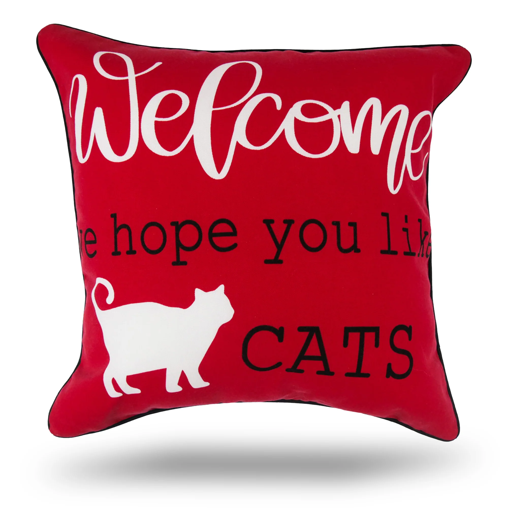 Decorative cushion cover - Welcome Cats - Red - 17 x 17''