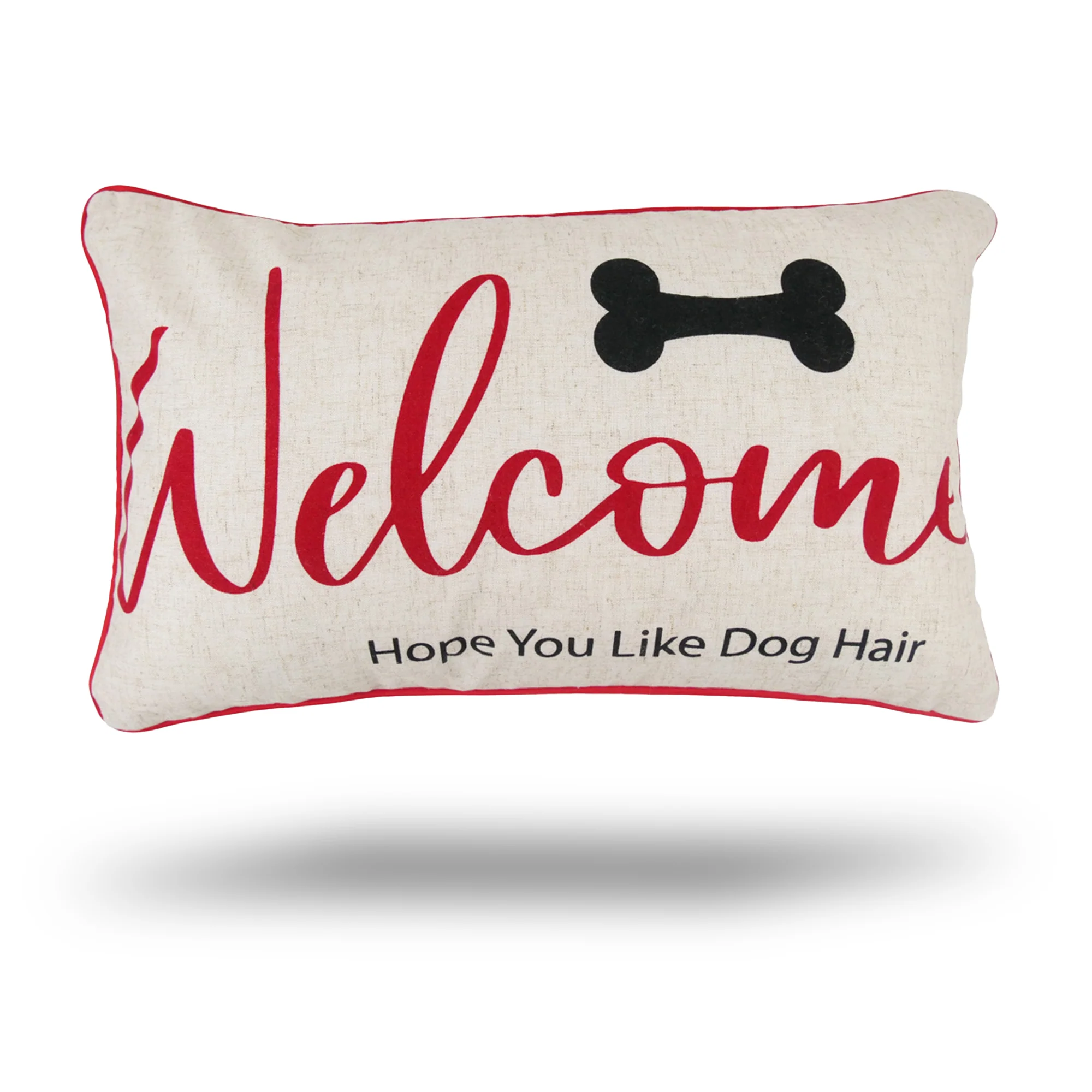 Decorative cushion cover - Welcome Dogs - White - 12 x 20''