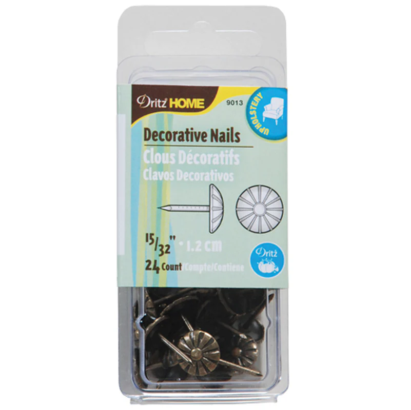 Decorative Nails, 15/32 in, antique brass