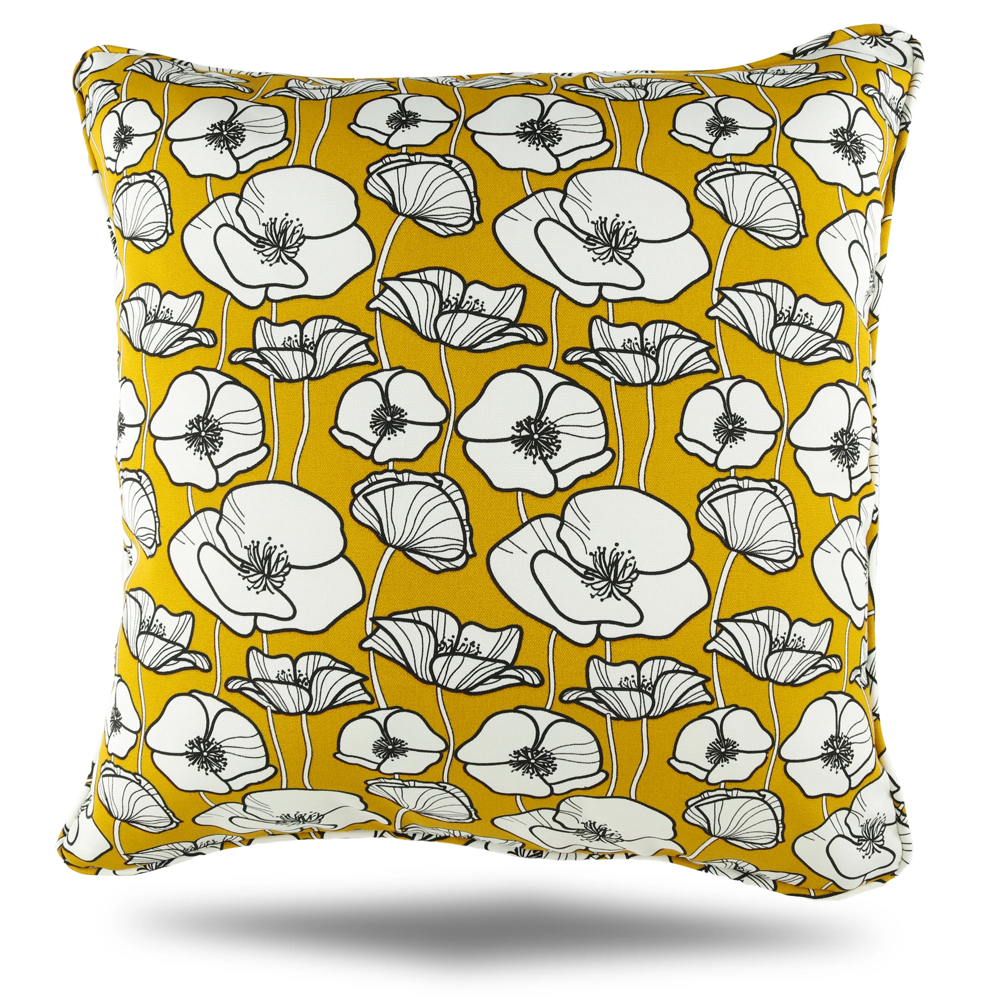 Decorative Outdoor Cushion Cover - Botanica - Poppy - Ochre - 20 x 20 in