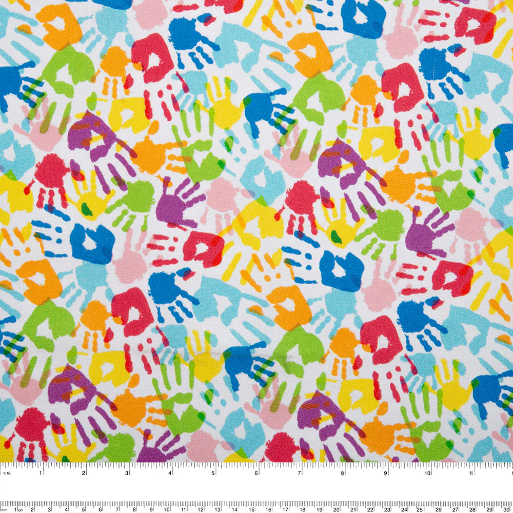 DIGITAL Cotton print - Peace and Love - Finger print - White - Image 2