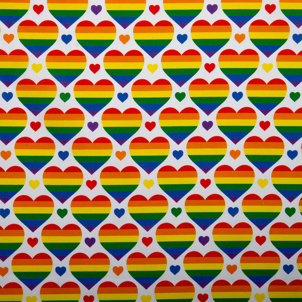 DIGITAL Cotton print - Peace and Love - Heart - White
