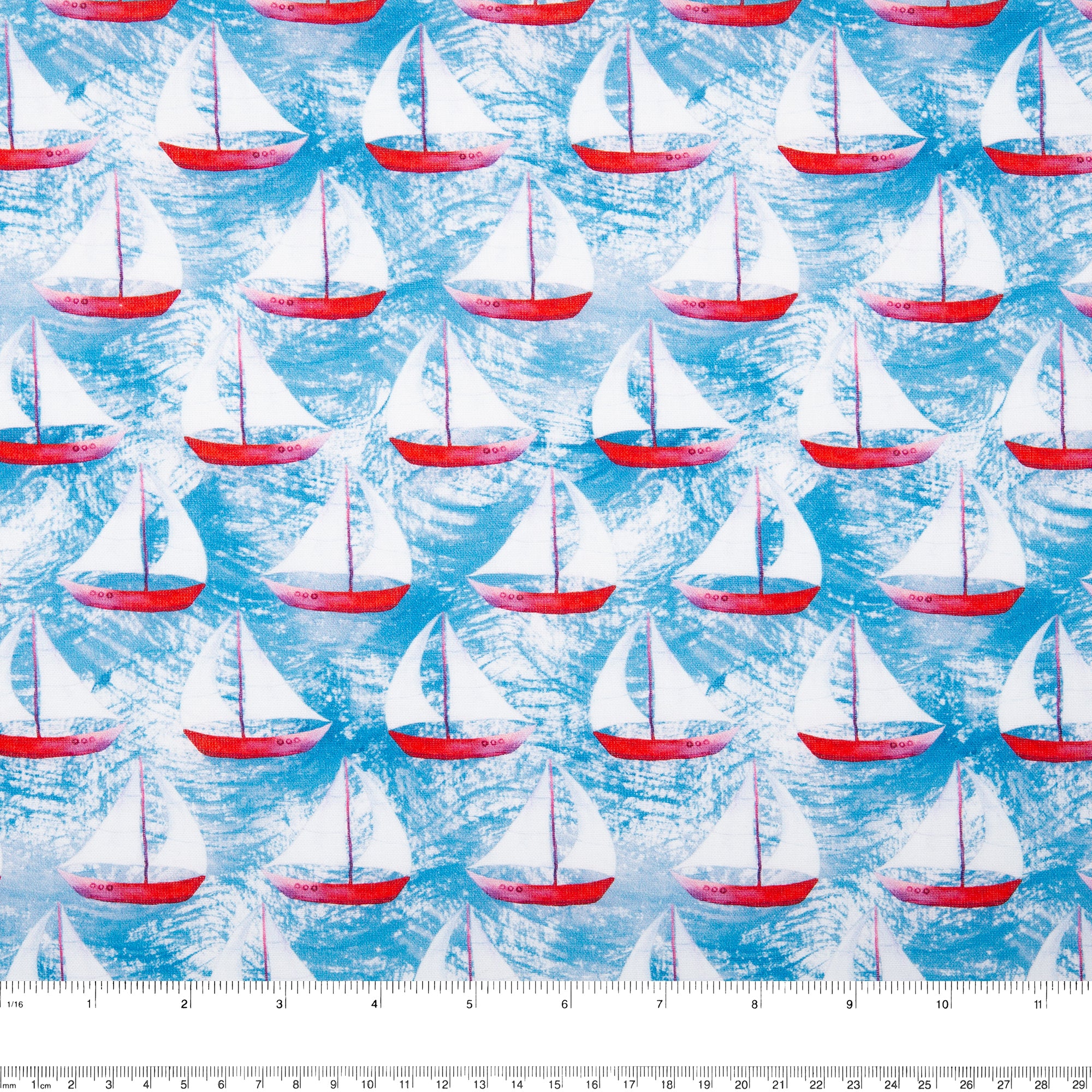 Digital Cotton Print - SEA LIFE - Sailboat - Blue - Image 3