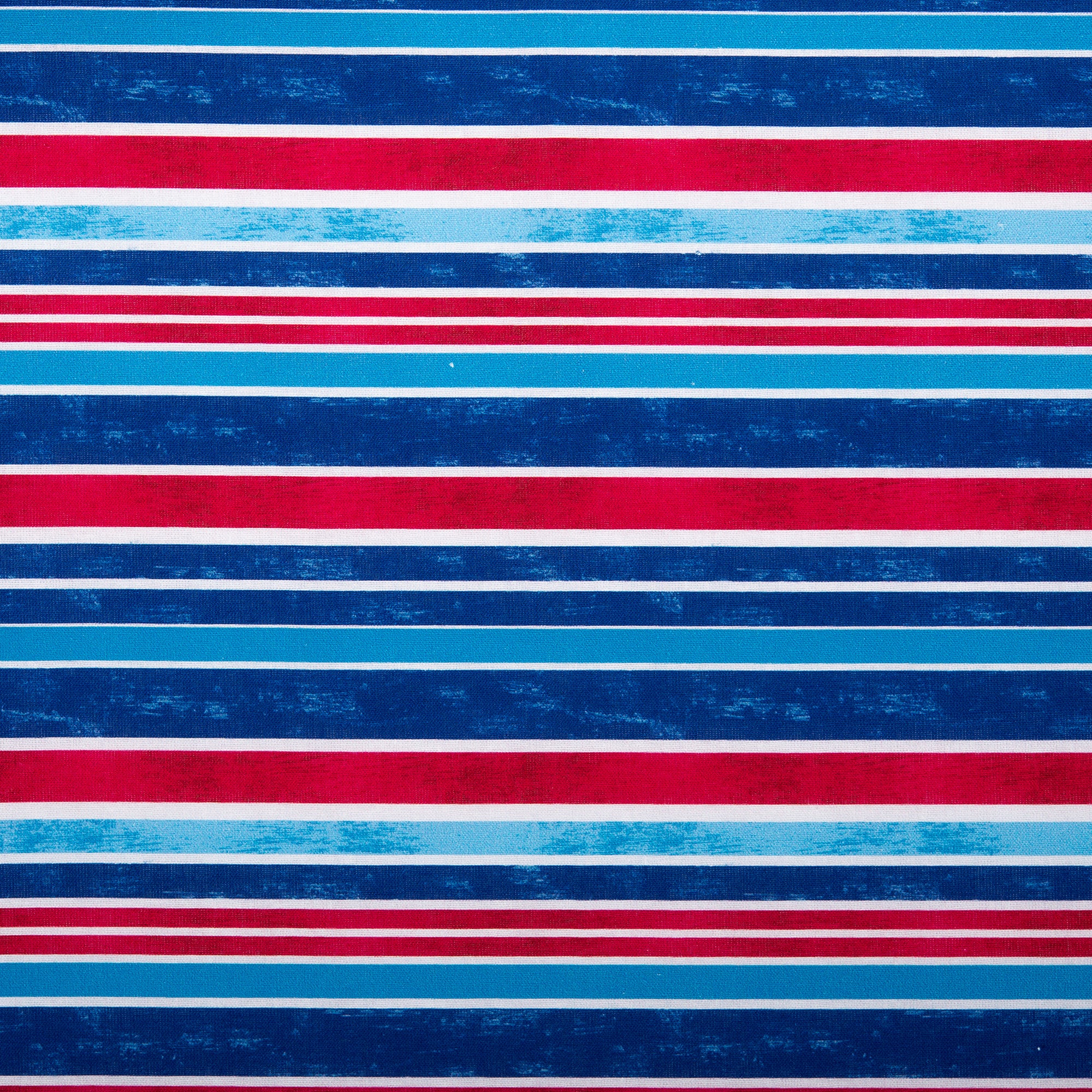 Digital Cotton Print - SEA LIFE - Stripes - Red / Blue