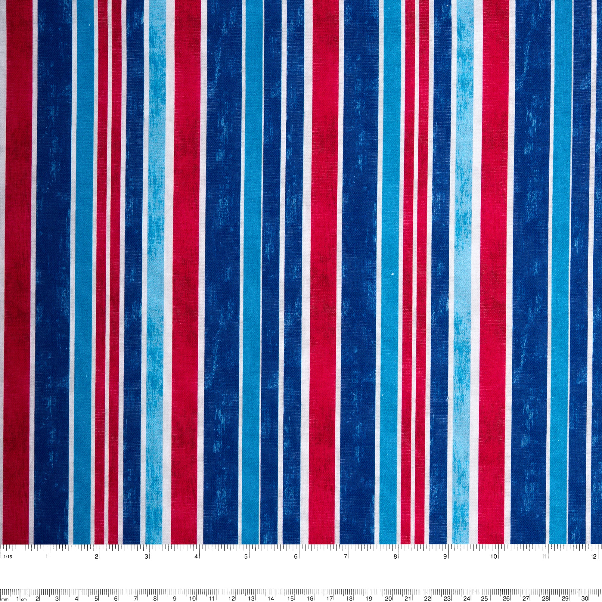 Digital Cotton Print - SEA LIFE - Stripes - Red / Blue - Image 3
